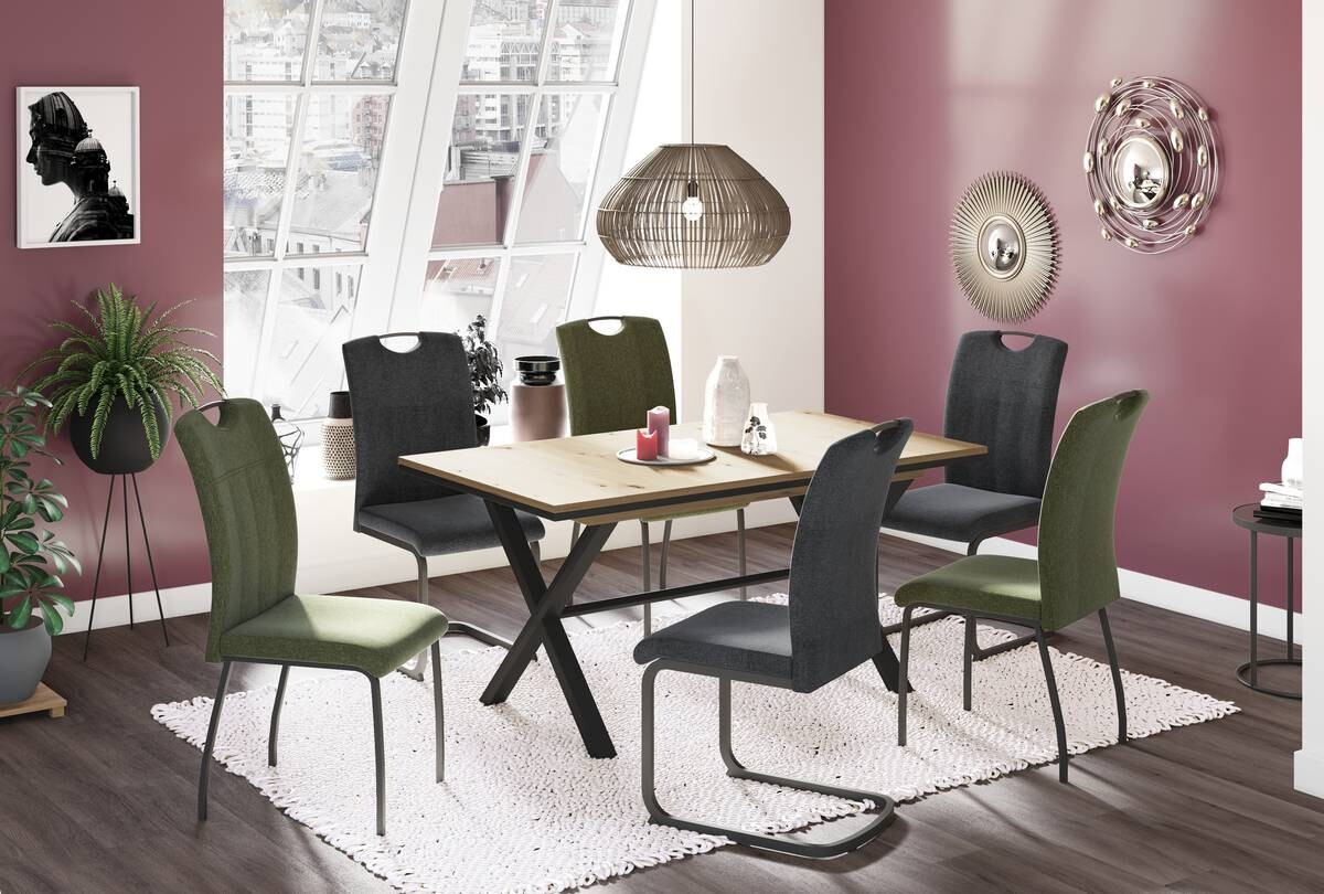 Stuhl 4er Set ELIF III anthrazit grau Microfaser Metall B/H/T: ca. 44x96x64 cm