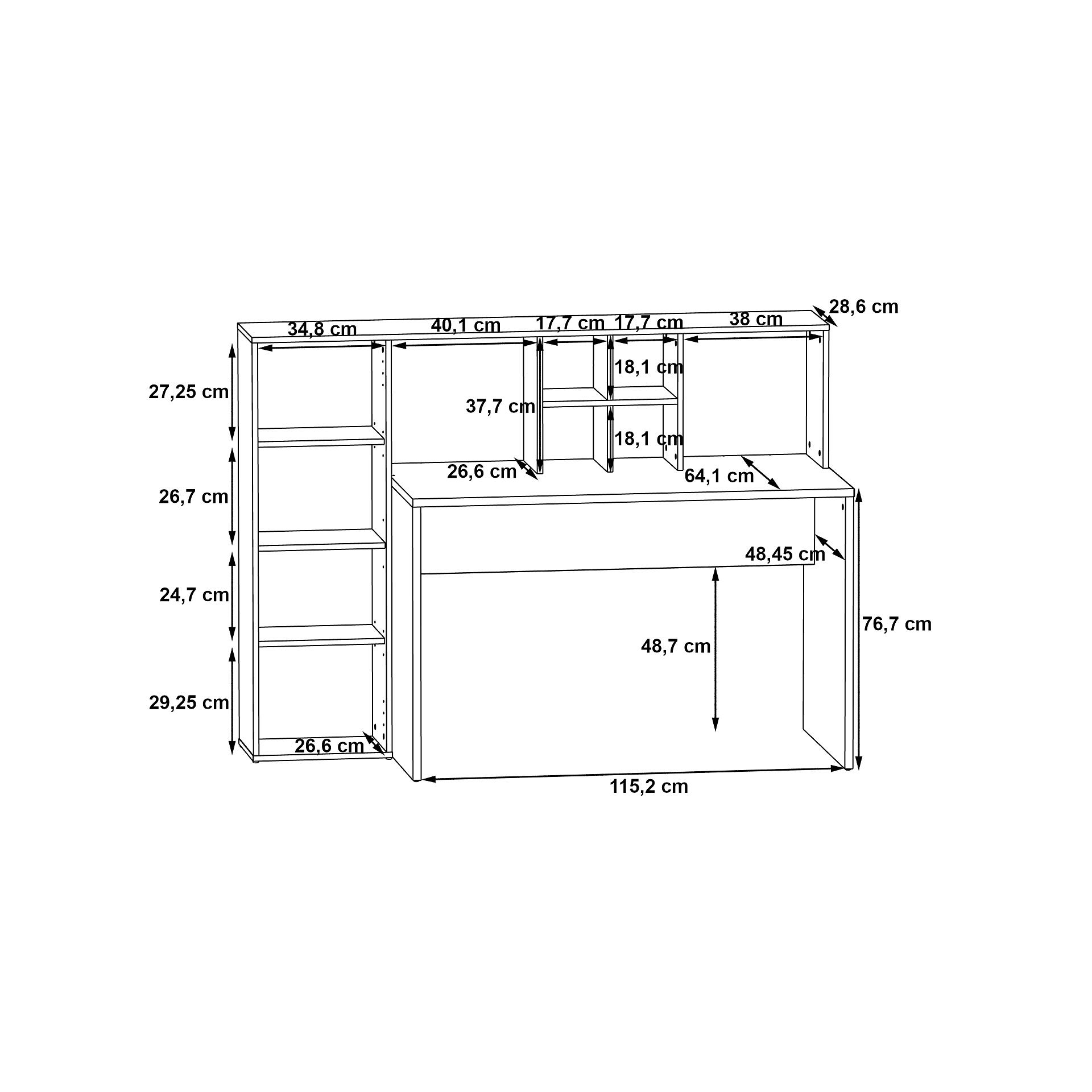 Schreibtisch  weiß Eiche Artisan Nachbildung B/H/T: ca. 158x116x66 cm