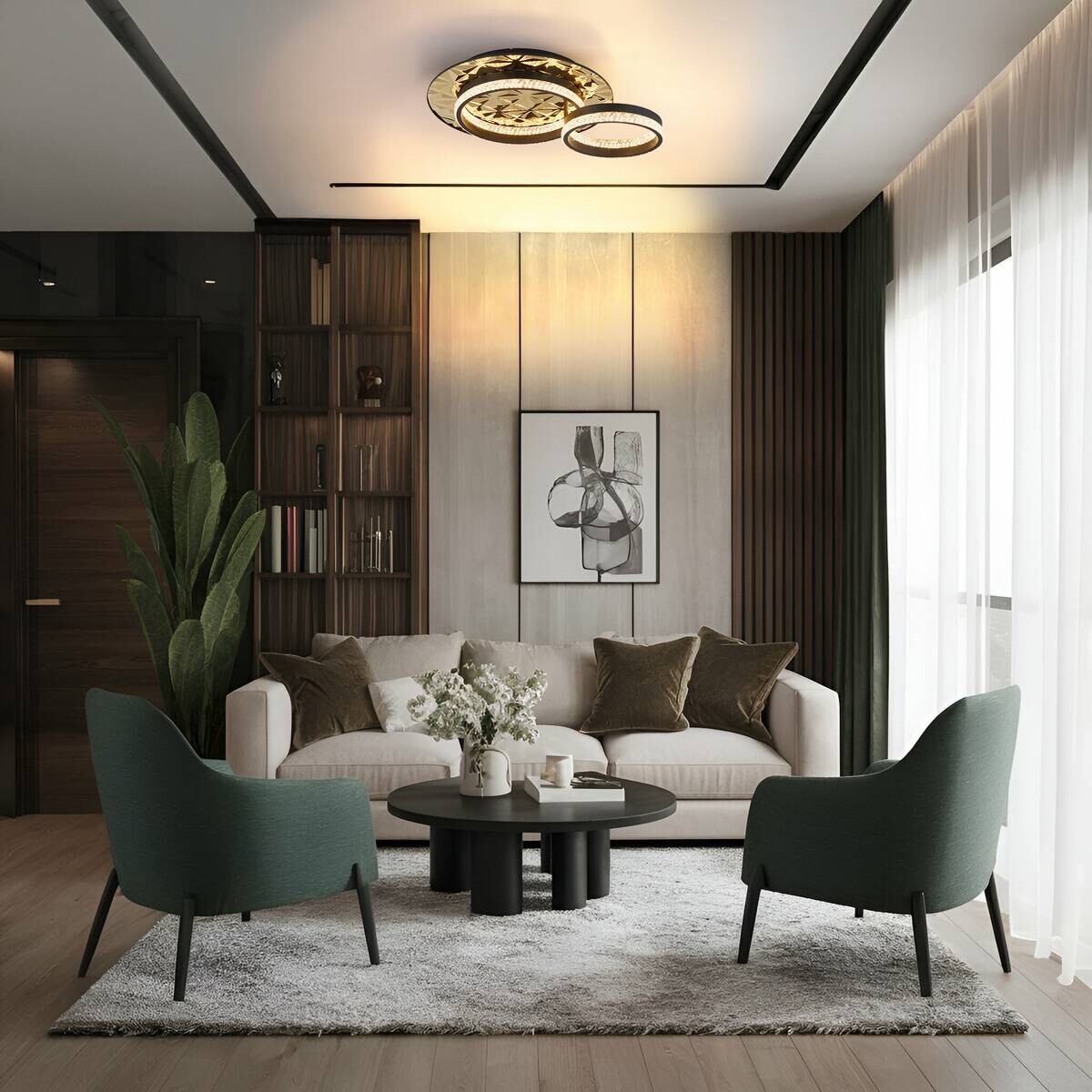 GLOBO LED-Deckenleuchte gold schwarz Metall Aluminium Edelstahl B/H/L: ca. 40x14x50,5 cm 1 Brennstellen