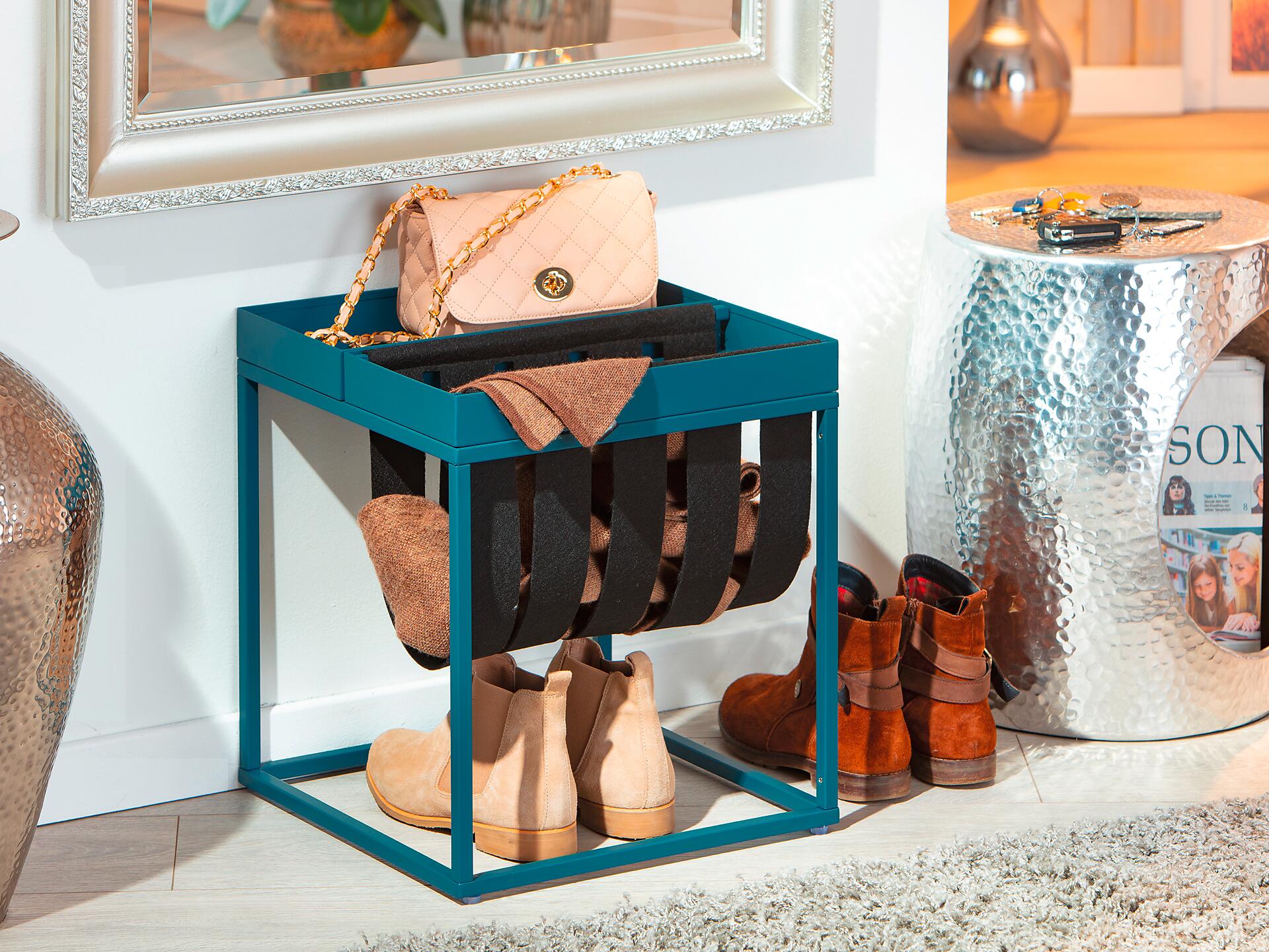 Zeitungsständer Club NY blau pulverbeschichtet Metall B/H/T: ca. 35x40x35 cm