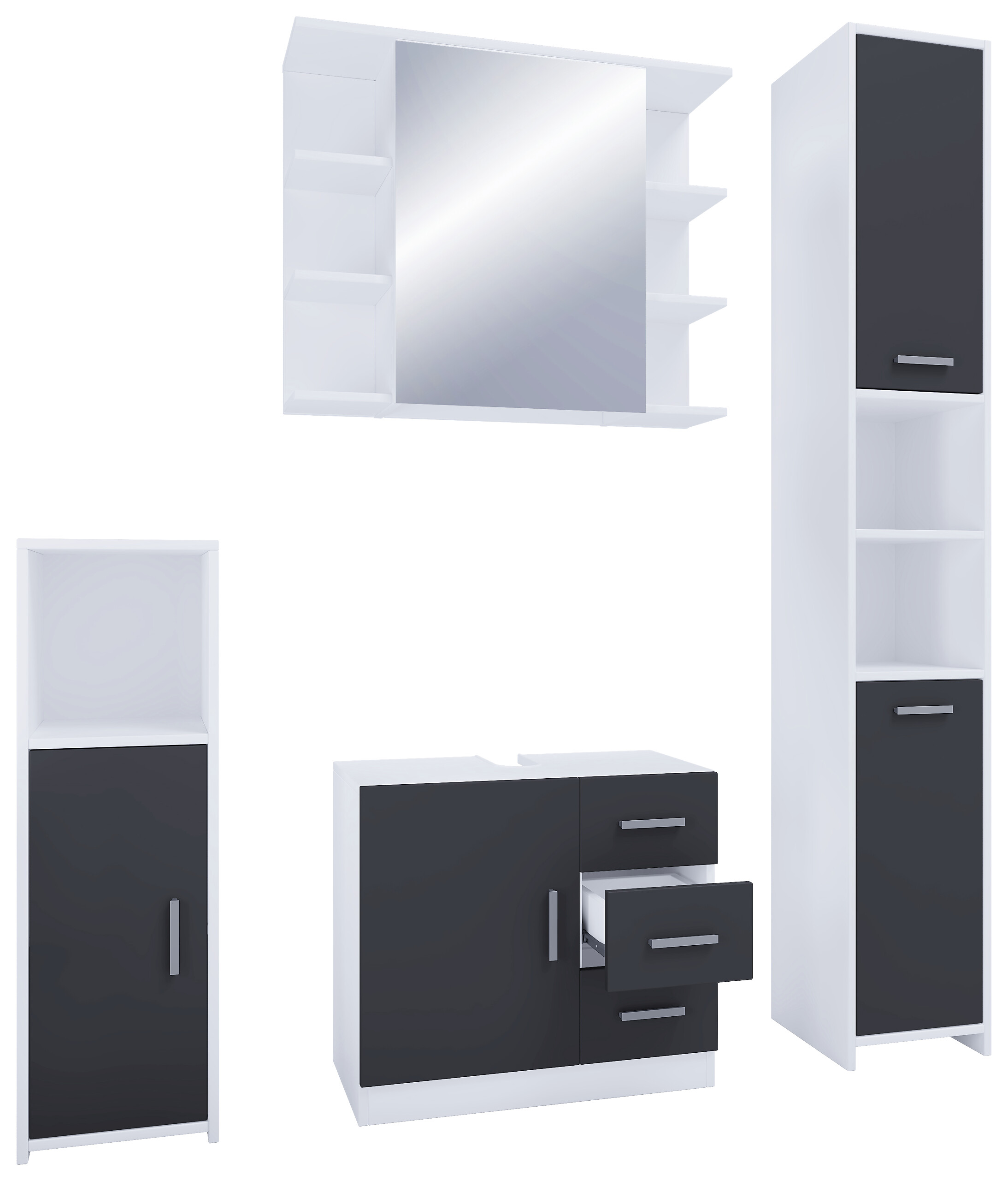 Badezimmer-Set Zalo schwarz B/H/T: ca. 63x56x30 cm