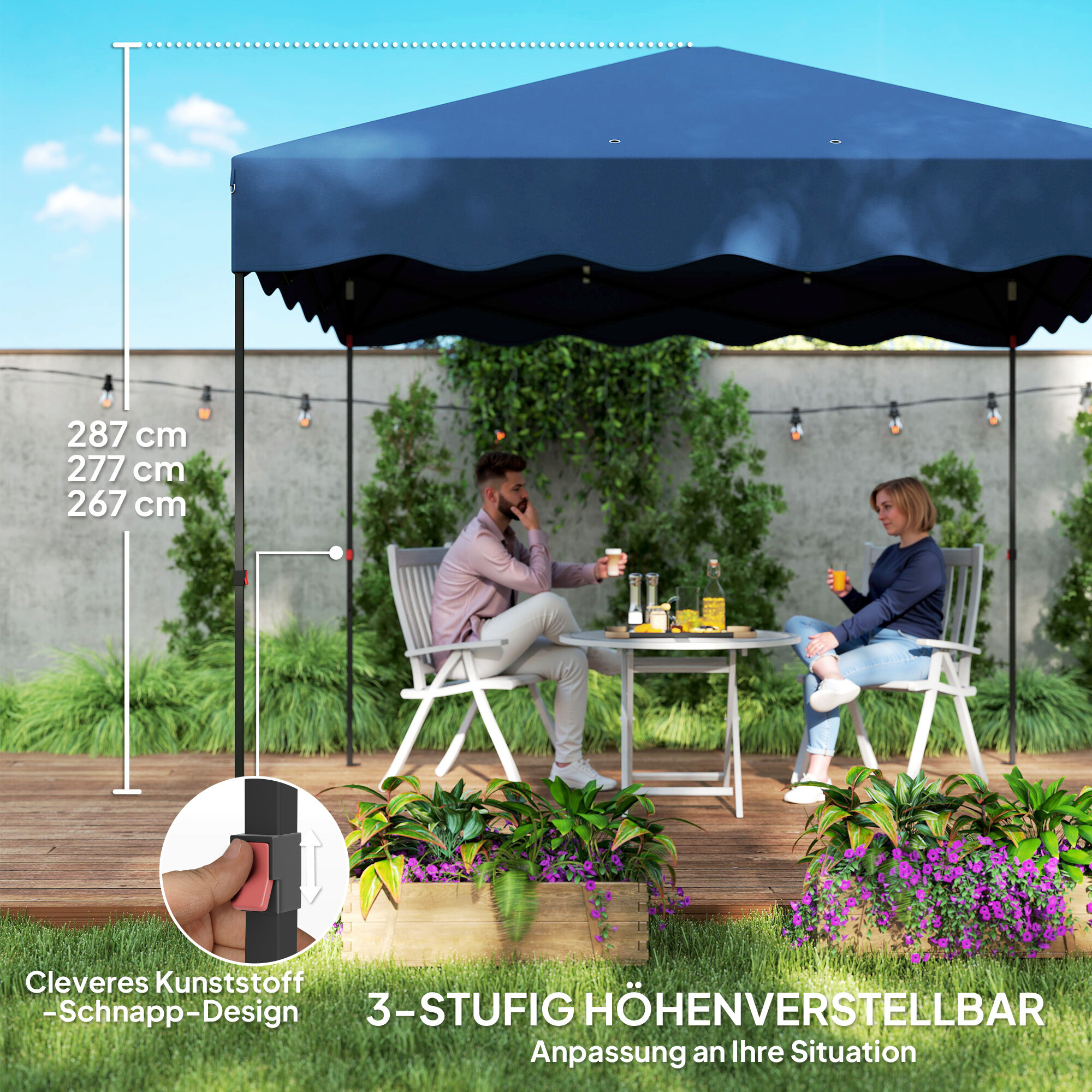 Outsunny Pavillon blau Metall B/H/L: ca. 297x287x297 cm