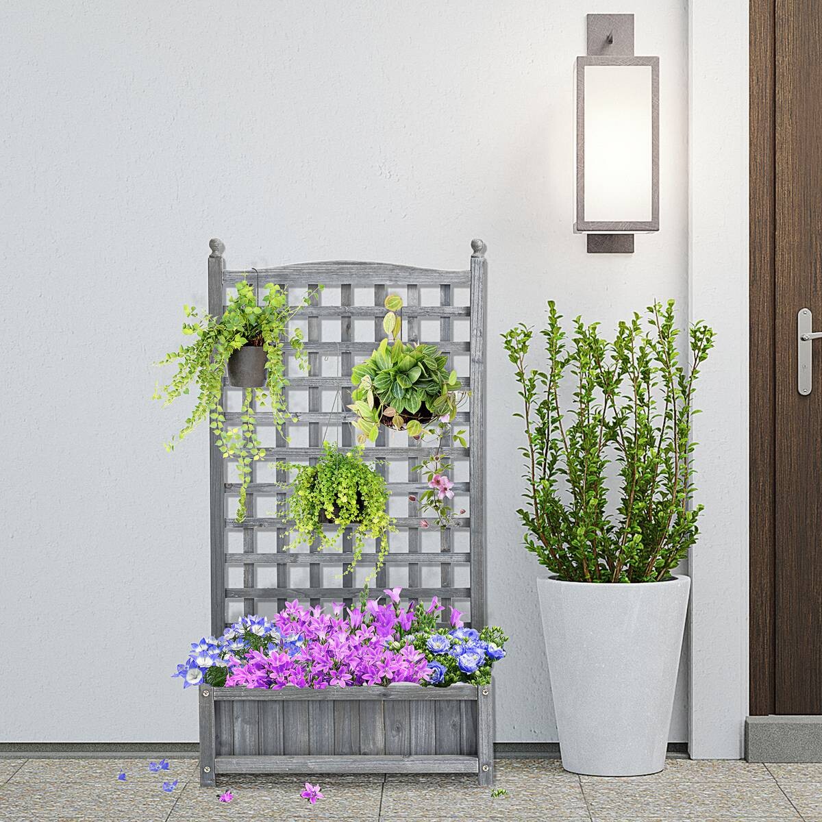 Outsunny Rankkasten im Spalierrahmen-Design hellgrau B/H/L: ca. 28x120x64 cm