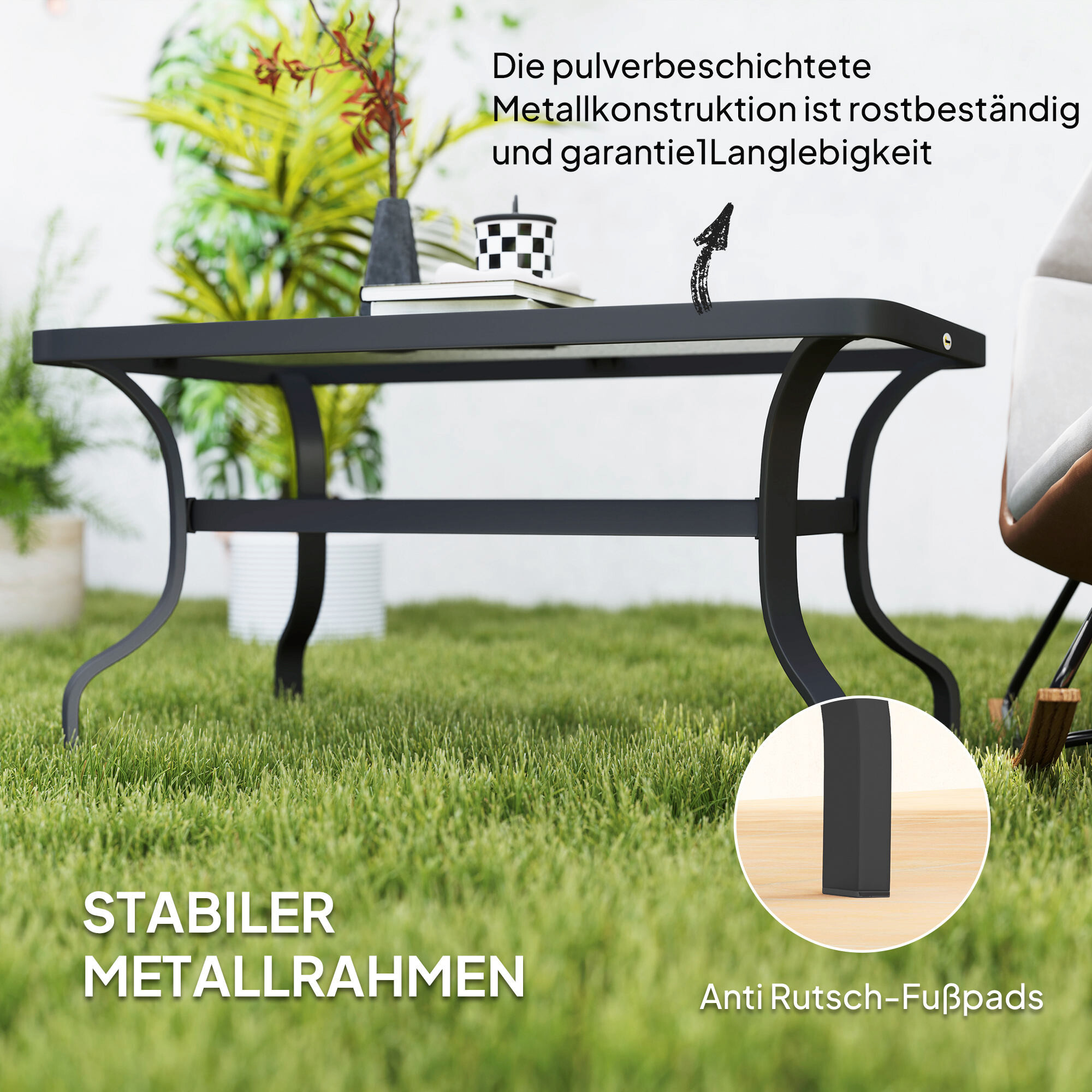 Outsunny Couchtisch schwarz Metall B/H/L: ca. 55x46x95 cm
