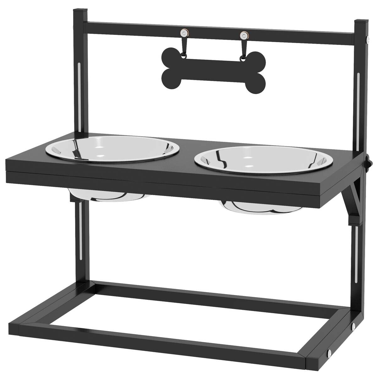 PawHut Tier-Zubehör schwarz Edelstahl B/H/L: ca. 22x40,5x39 cm