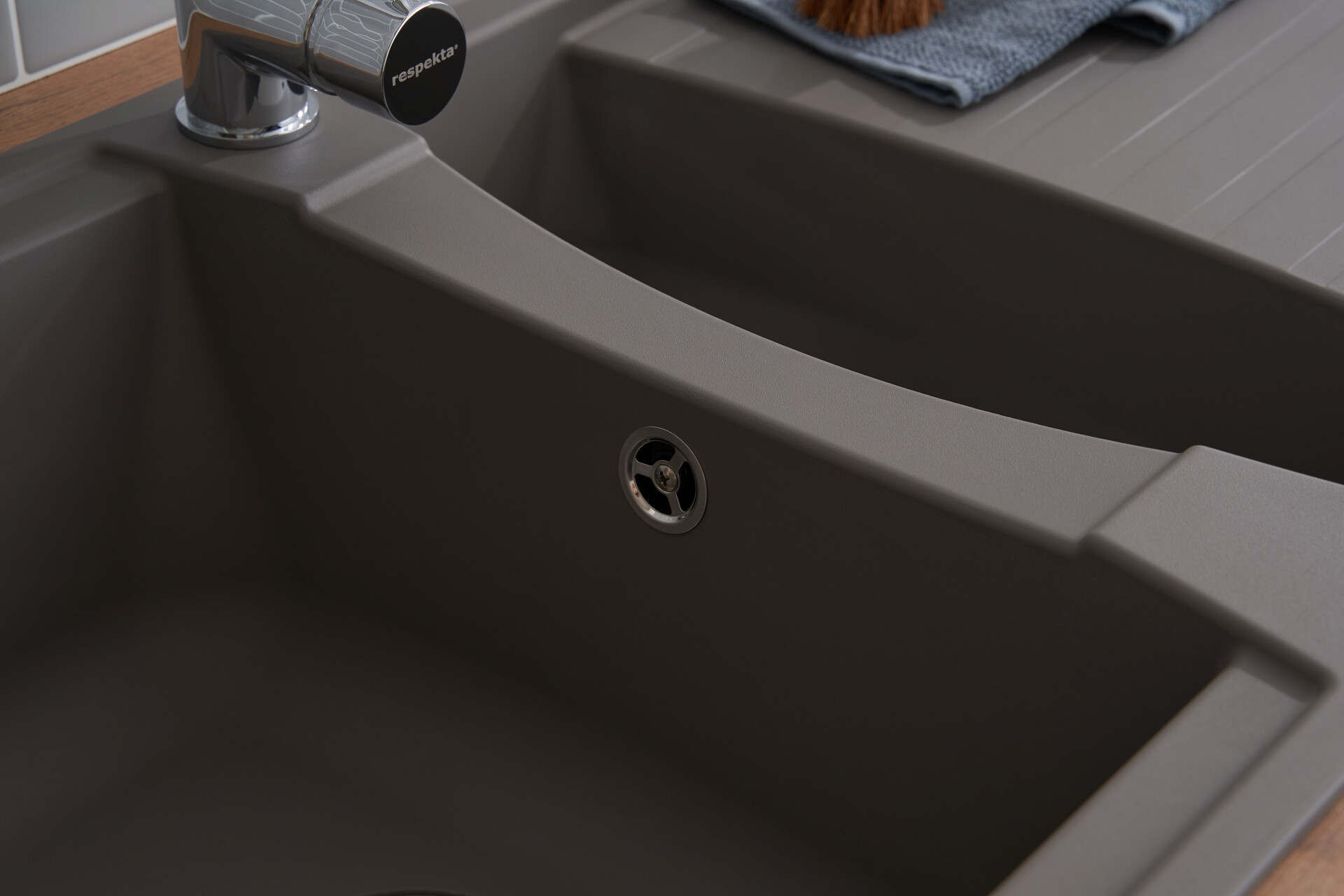 Respekta Einbauspüle Boston 100 x 50 G Beton grau Mineralite B/H/T: ca. 100x20x50 cm