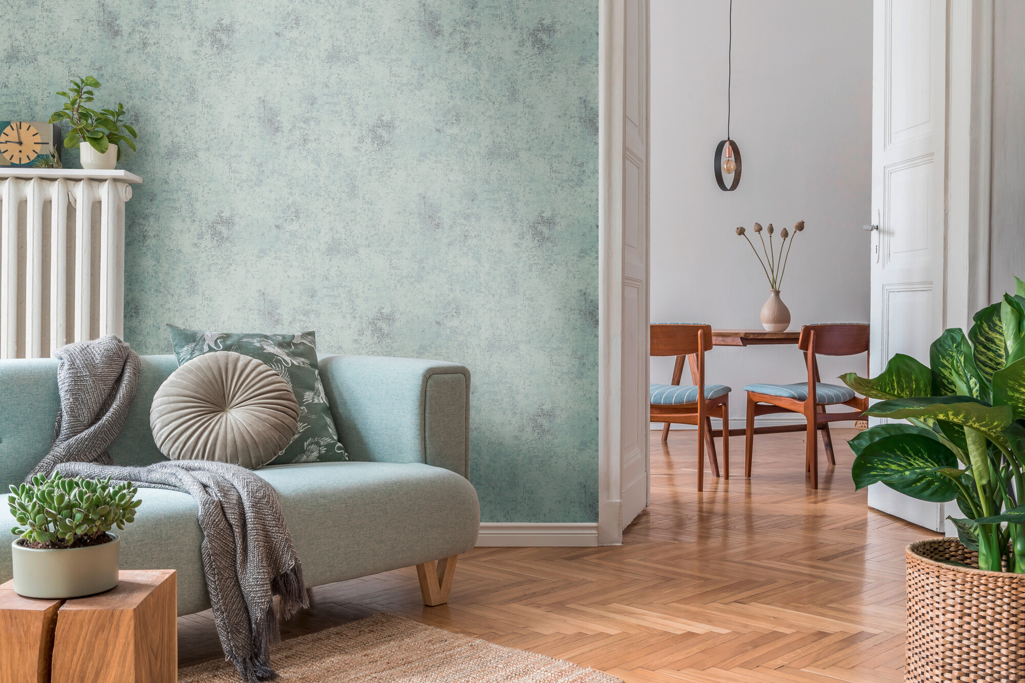 A.S.Creation Vliestapete blau grau silber B/H/D: ca. 53x1005x9,2 cm