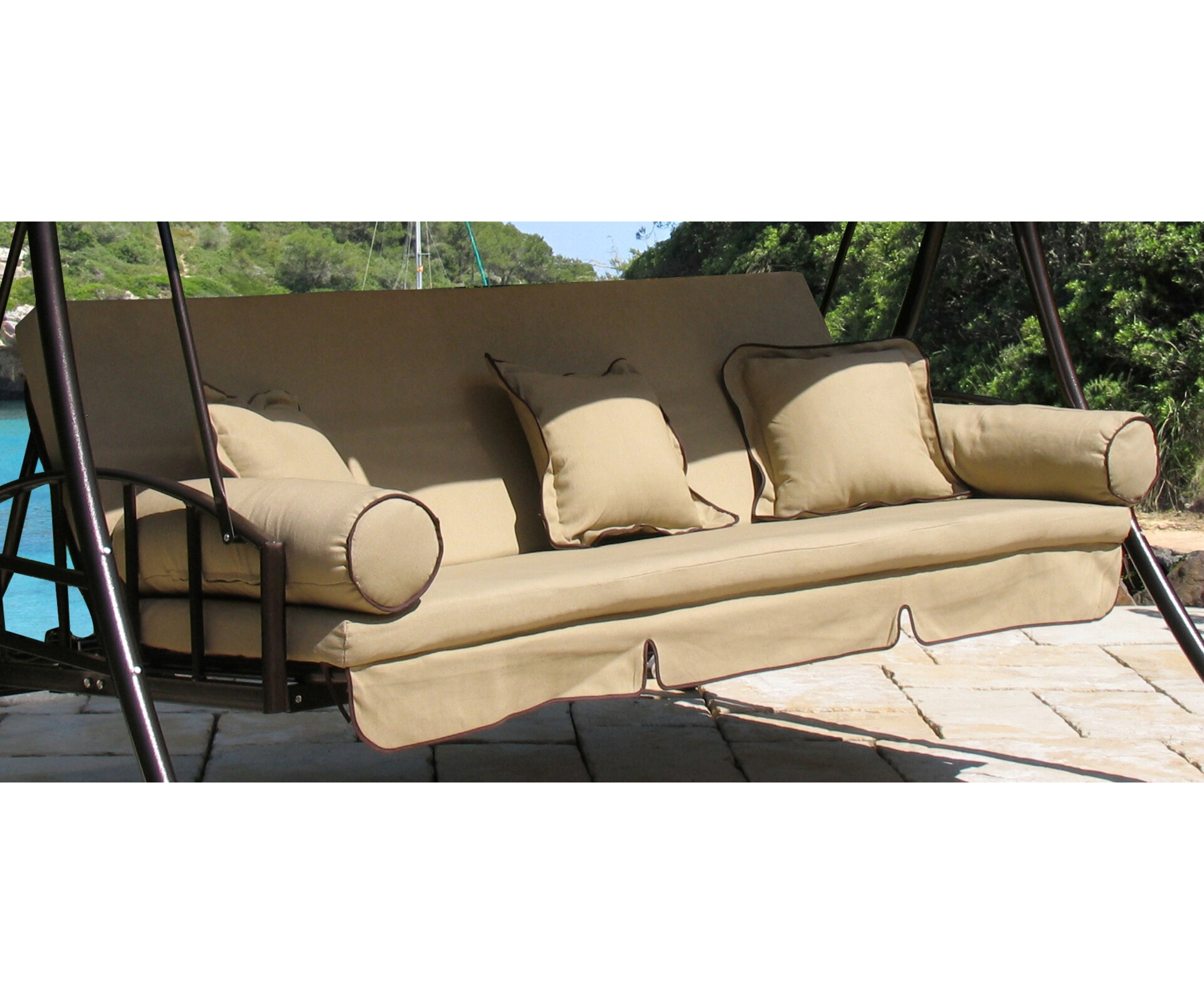 Grasekamp Auflage für Hollywoodschaukel Nostalgie sand Polyester-Mischgewebe B/H/L: ca. 35x11x35 cm