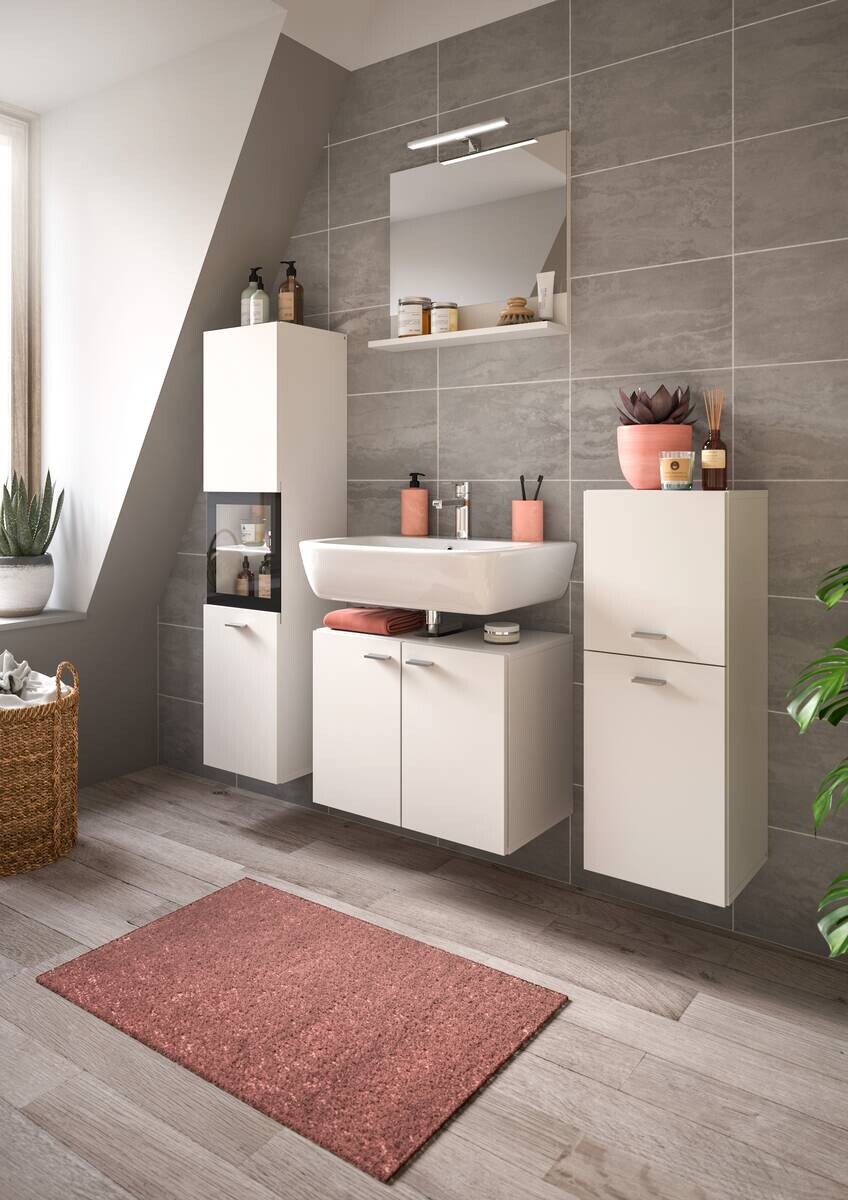 Badezimmer-Set BOSTON weiß schwarz B/H/T: ca. 137x186x33 cm