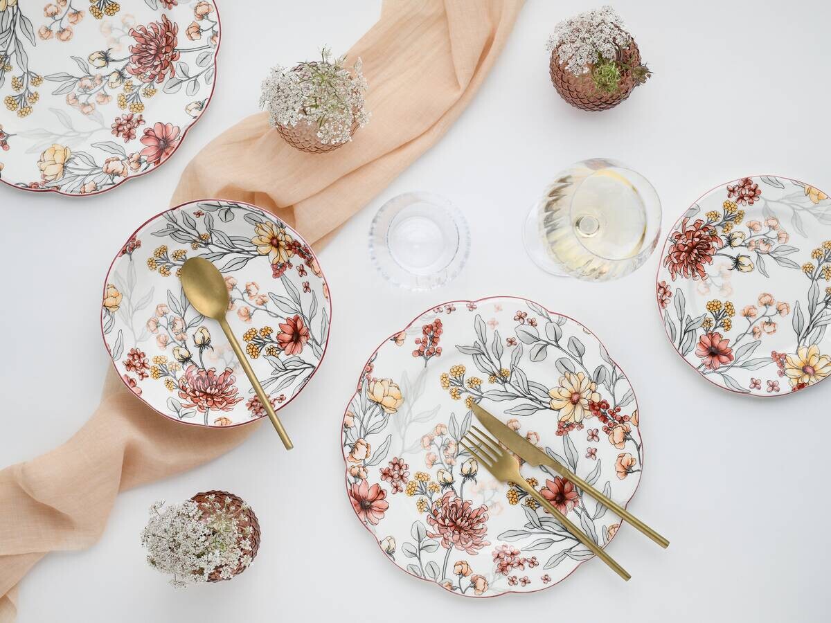 CreaTable Tafelservice Fiore bunt Steingut 12 tlg.