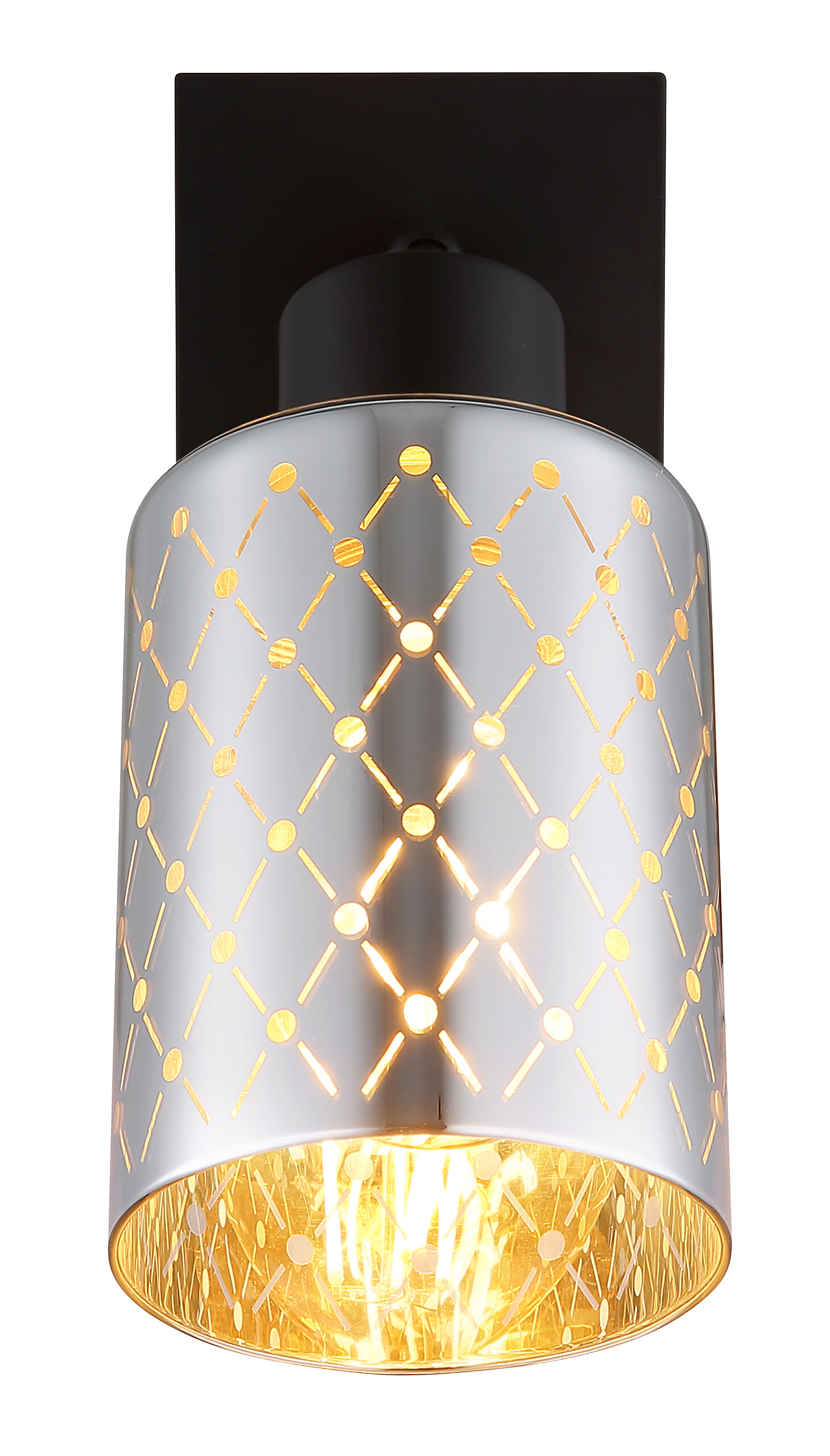 GLOBO Strahler mattschwarz klar Chrom Glas Metall B/H/L: ca. 8x20x16,5 cm E27 1 Brennstellen