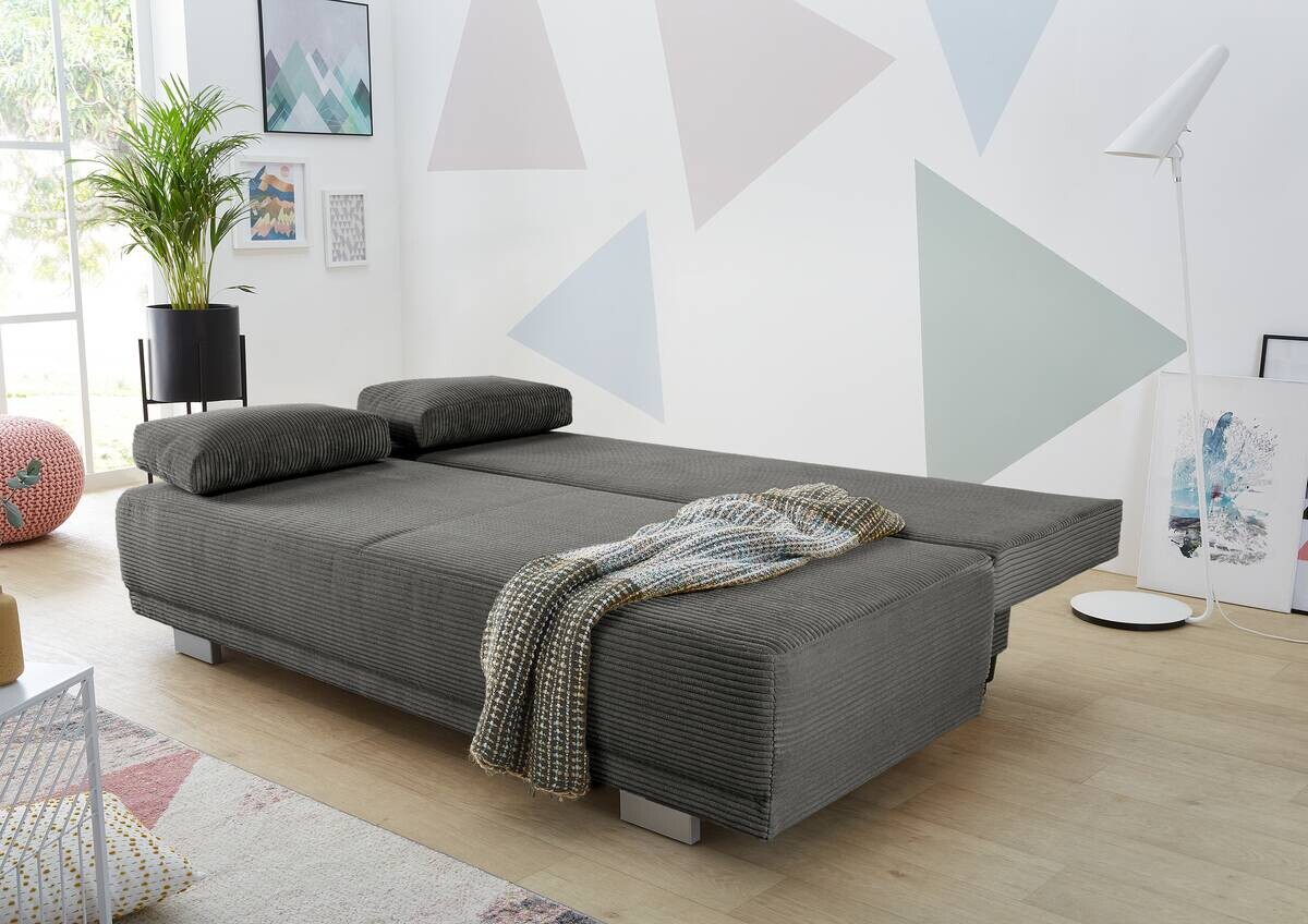 Schlafsofa grau Microfaser B/H/T: ca. 196x78x82 cm