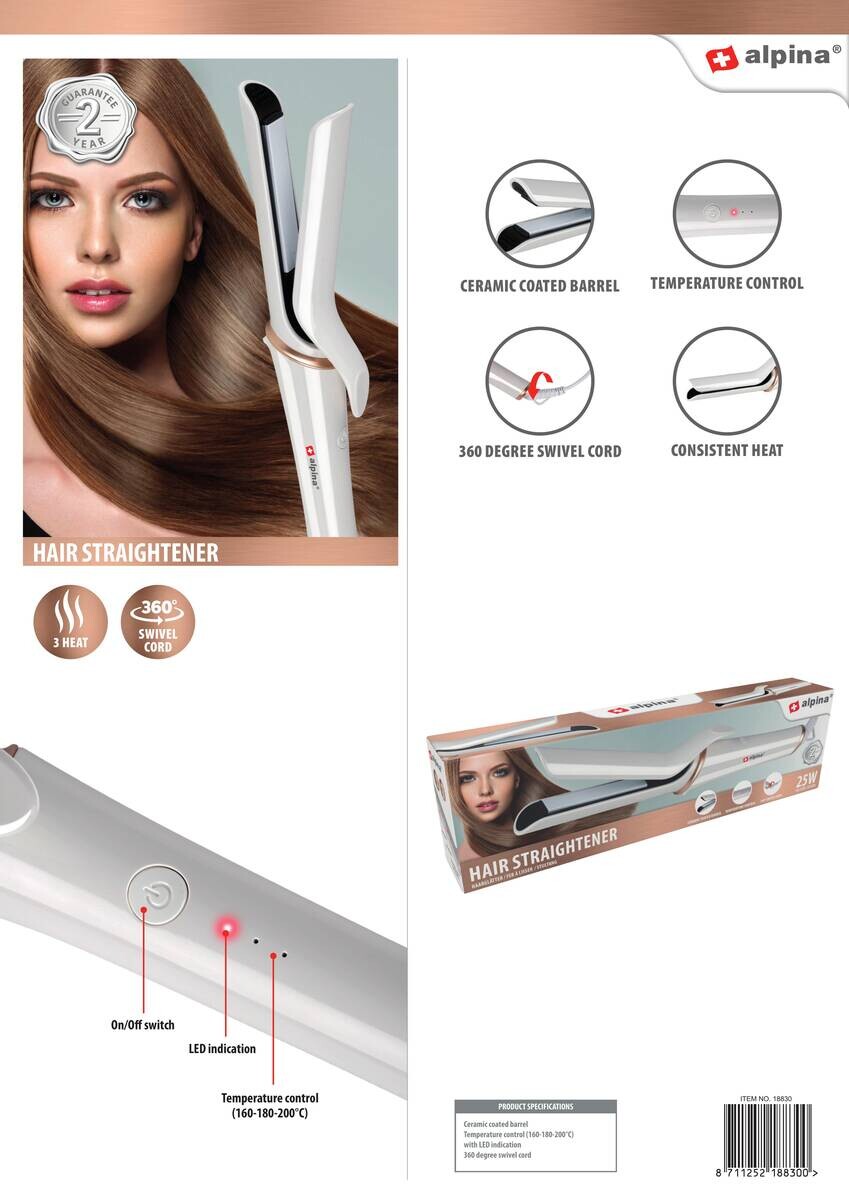 Glätteisen gold weiß Keramik Kunststoff B/H/L: ca. 4,5x8,5x30 cm