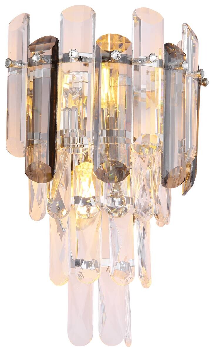 GLOBO Wandleuchte Chrom klar Metall Acryl B/H: ca. 24x34 cm E14 2 Brennstellen