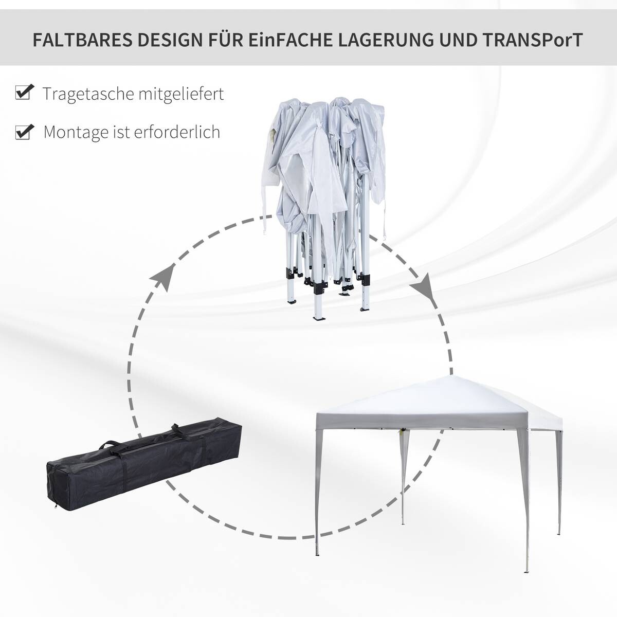 Outsunny Faltpavillon weiß Stoff B/H/L: ca. 295x255x295 cm