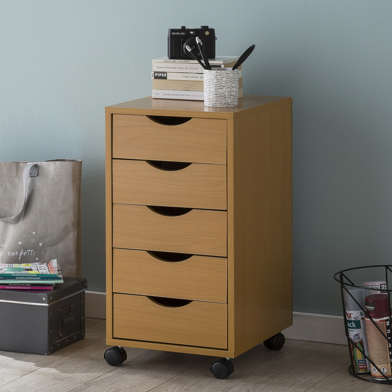 Rollcontainer braun Spanplatte B/H/T: ca. 33x64x38 cm