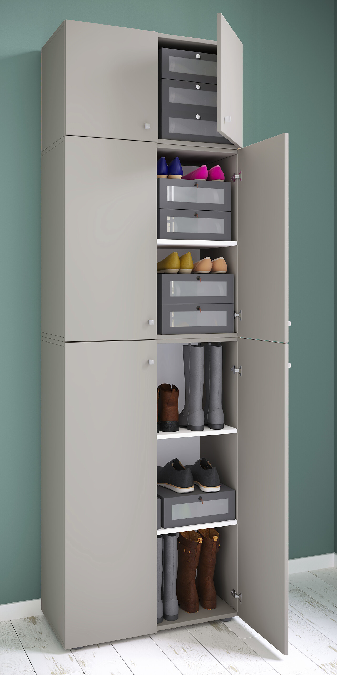 Schuhschrank Lona grau weiß B/H/T: ca. 70x223x39 cm