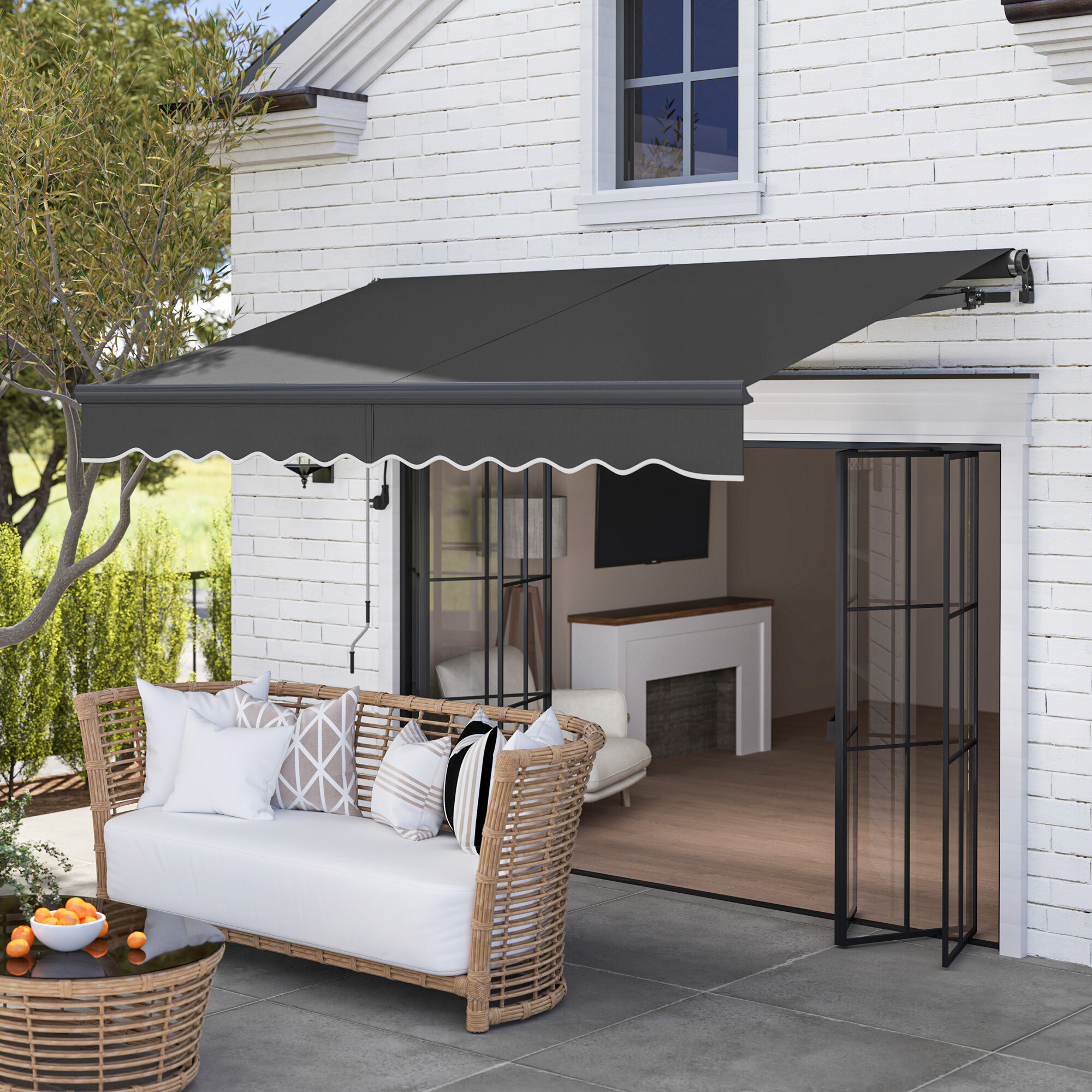 Outsunny Markise dunkelgrau B/H/L: ca. 250x150x296 cm