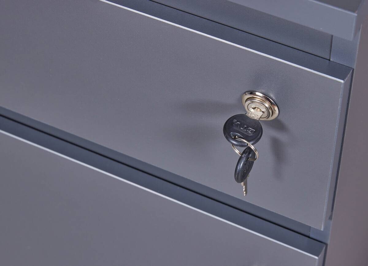 Rollcontainer FILE GUARD anthrazit beschichtet Nachbildung Holz B/H/L: ca. 51,3x76,9x44 cm