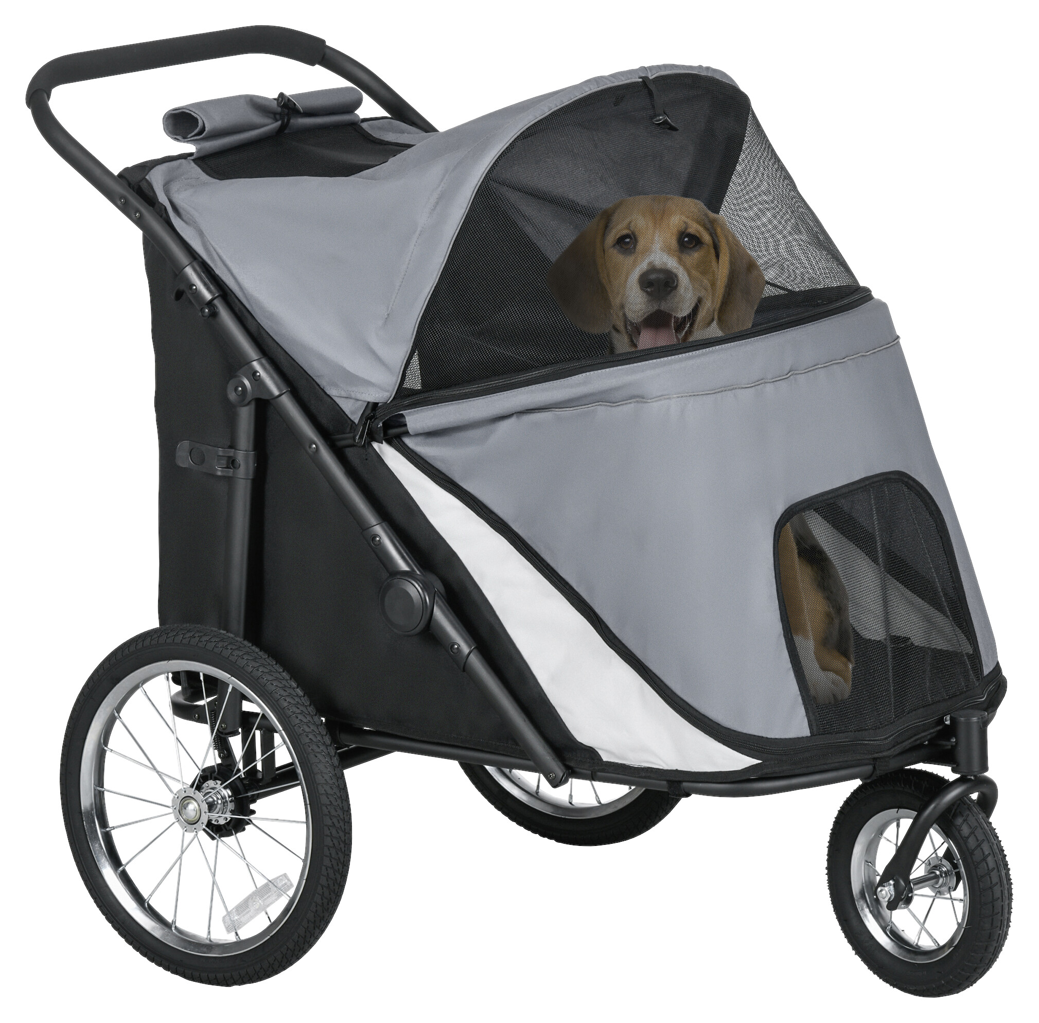 PawHut Hundebuggy grau Polyester-Mischgewebe B/H/L: ca. 70x97,5x111 cm