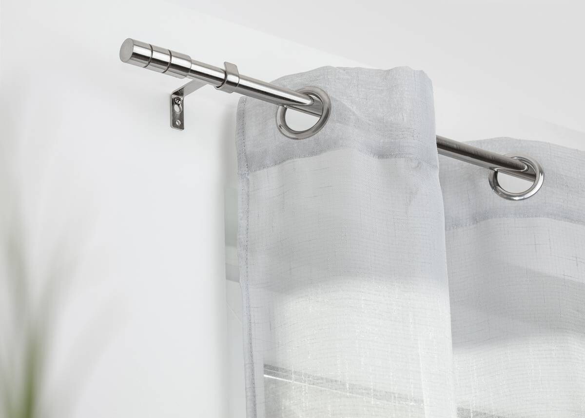 LICHTBLICK Gardinenstange Zylinder Chrom Metall D: ca. 2 cm ausziehbar von ca. 130 bis 240 cm 1.0 Läufe