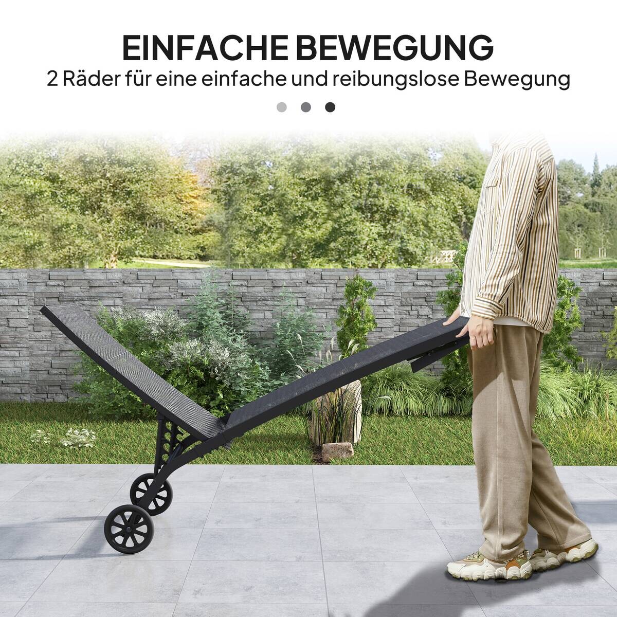 Outsunny Sonnenliege schwarz Aluminium B/H/L: ca. 165x102x66 cm