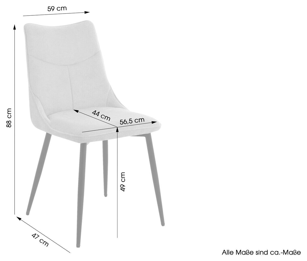 Stuhl CARLO 2er-Set. taupe Webstoff B/H/T: ca. 59x88x47 cm