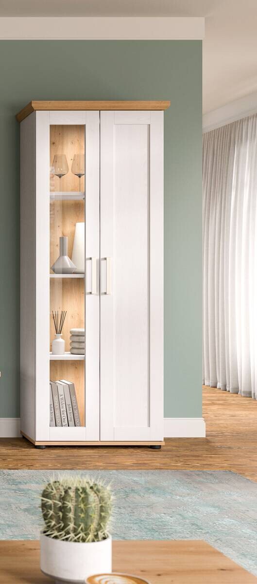 Vitrinenschrank VERONA Lärche Nachbildung Eiche Nachbildung B/H/T: ca. 64x161x37 cm