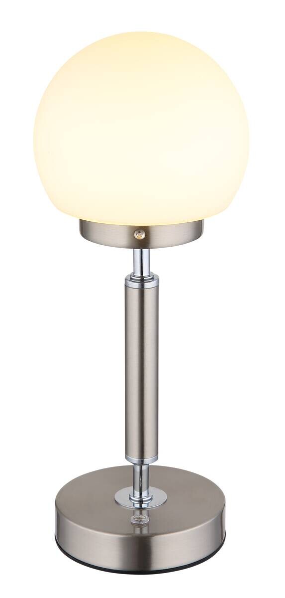 GLOBO LED-Tischleuchte Opal nickel matt Kunststoff Metall Glas H/D: ca. 28,5x11,5 cm 1 Brennstellen
