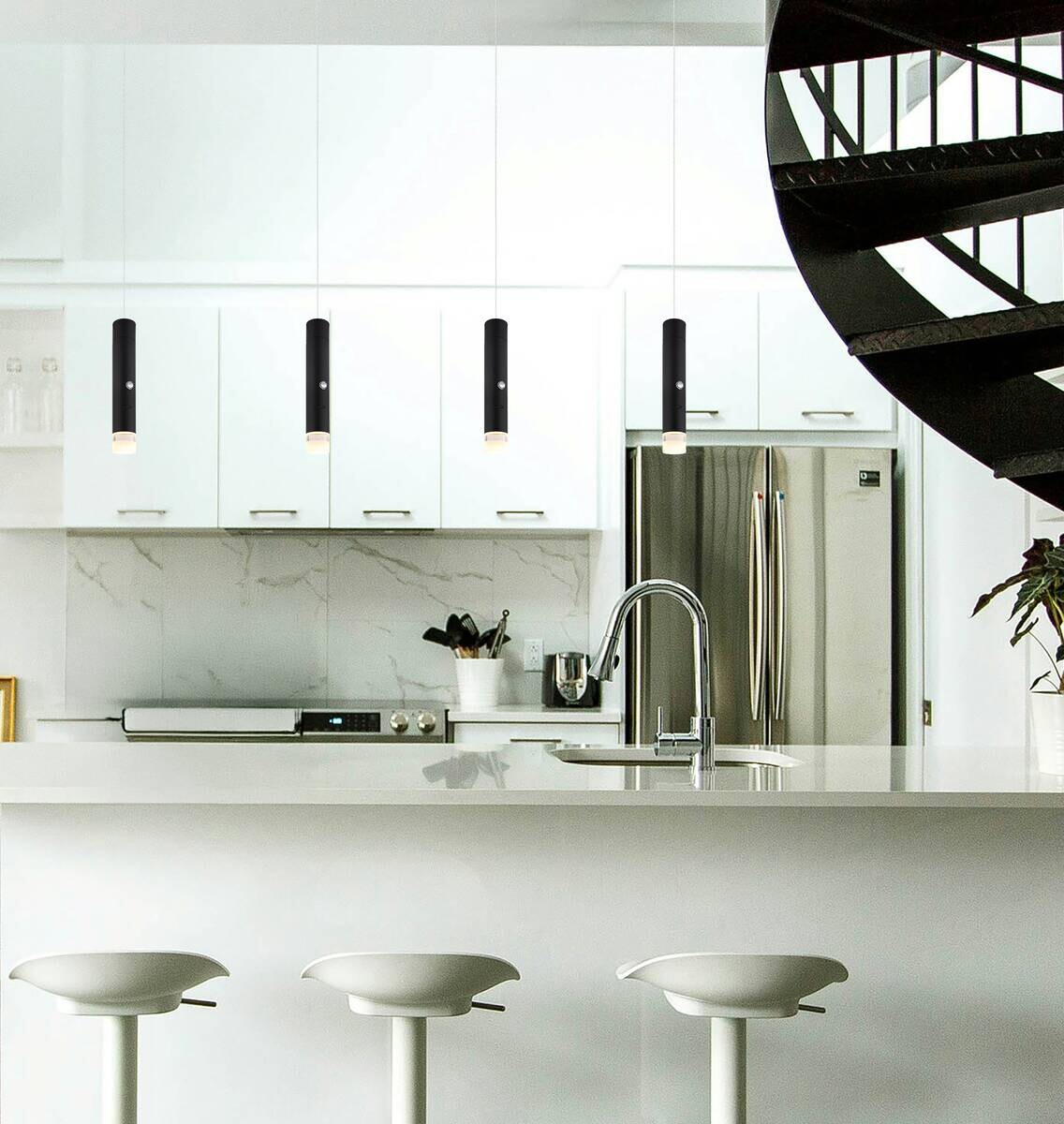 GLOBO LED-Hängeleuchte klar mattschwarz Metall Acryl H/D: ca. 120x3,8 cm 1.0 Brennstellen