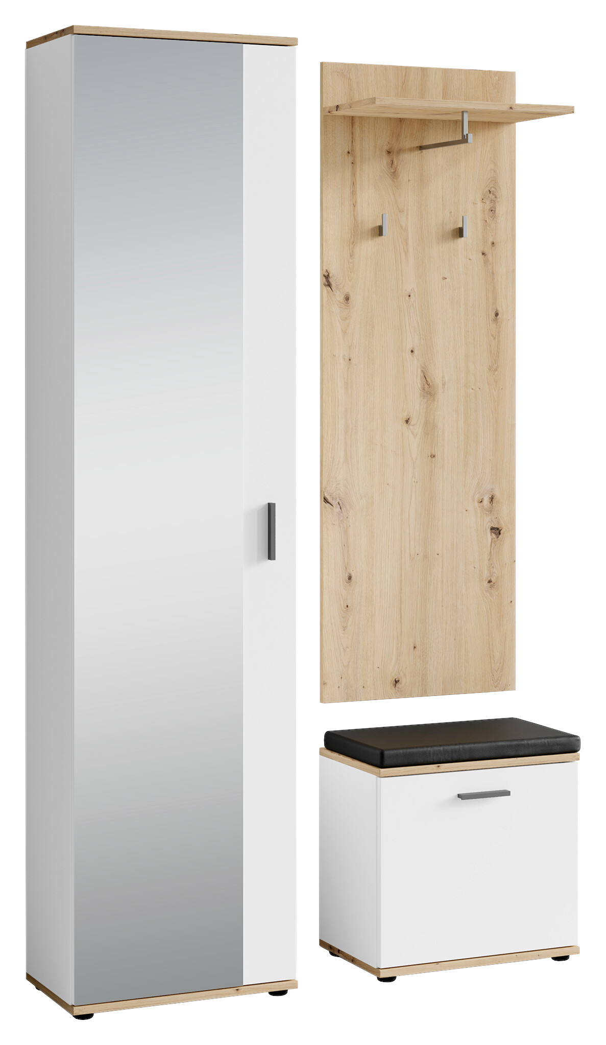 Garderobenset JAKOB Set 3-tlg. weiß Eiche