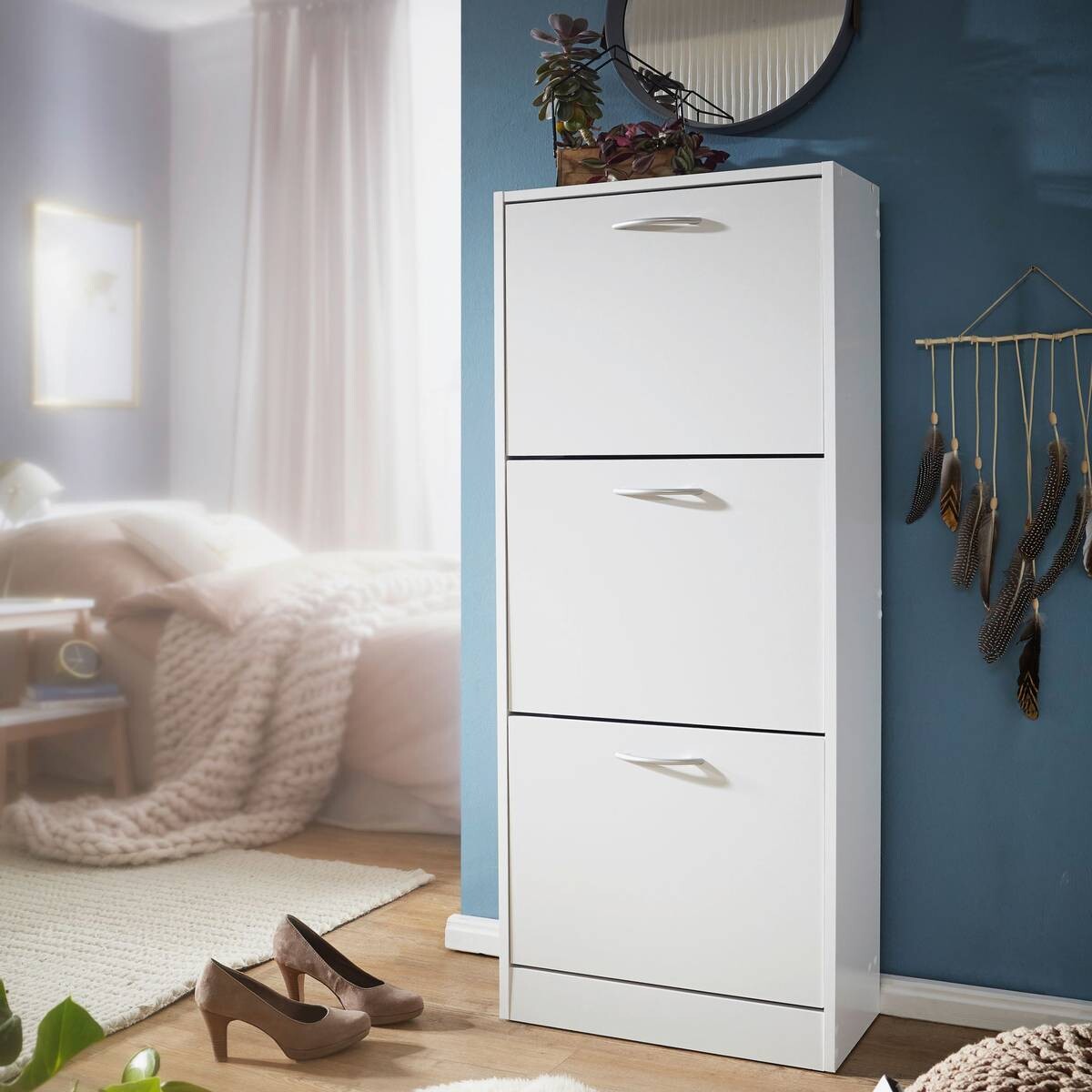 Schuhschrank weiß B/H/T: ca. 50x125x24 cm