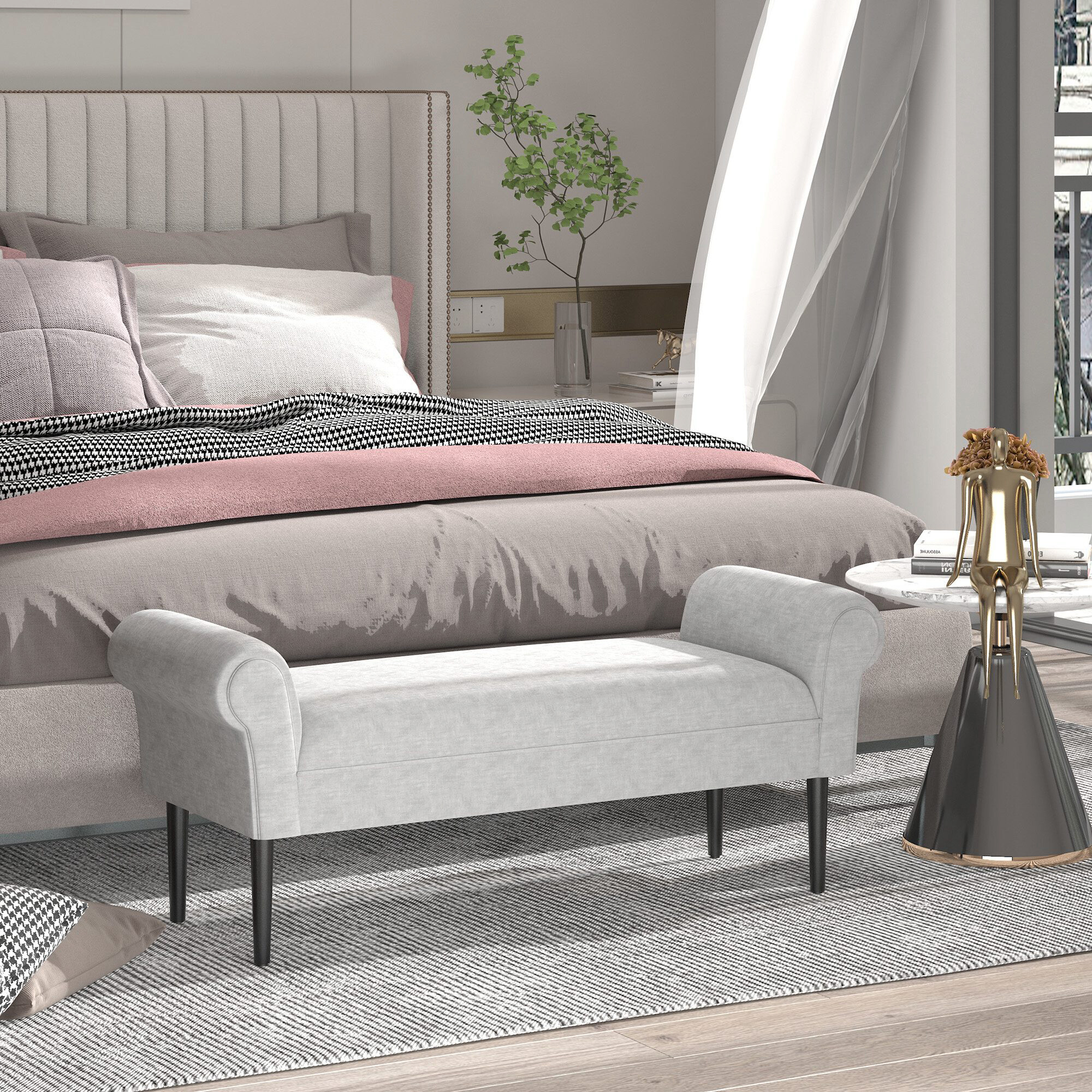 Polsterbank 831-153V70 hellgrau B/H/T: ca. 132x58x45,5 cm