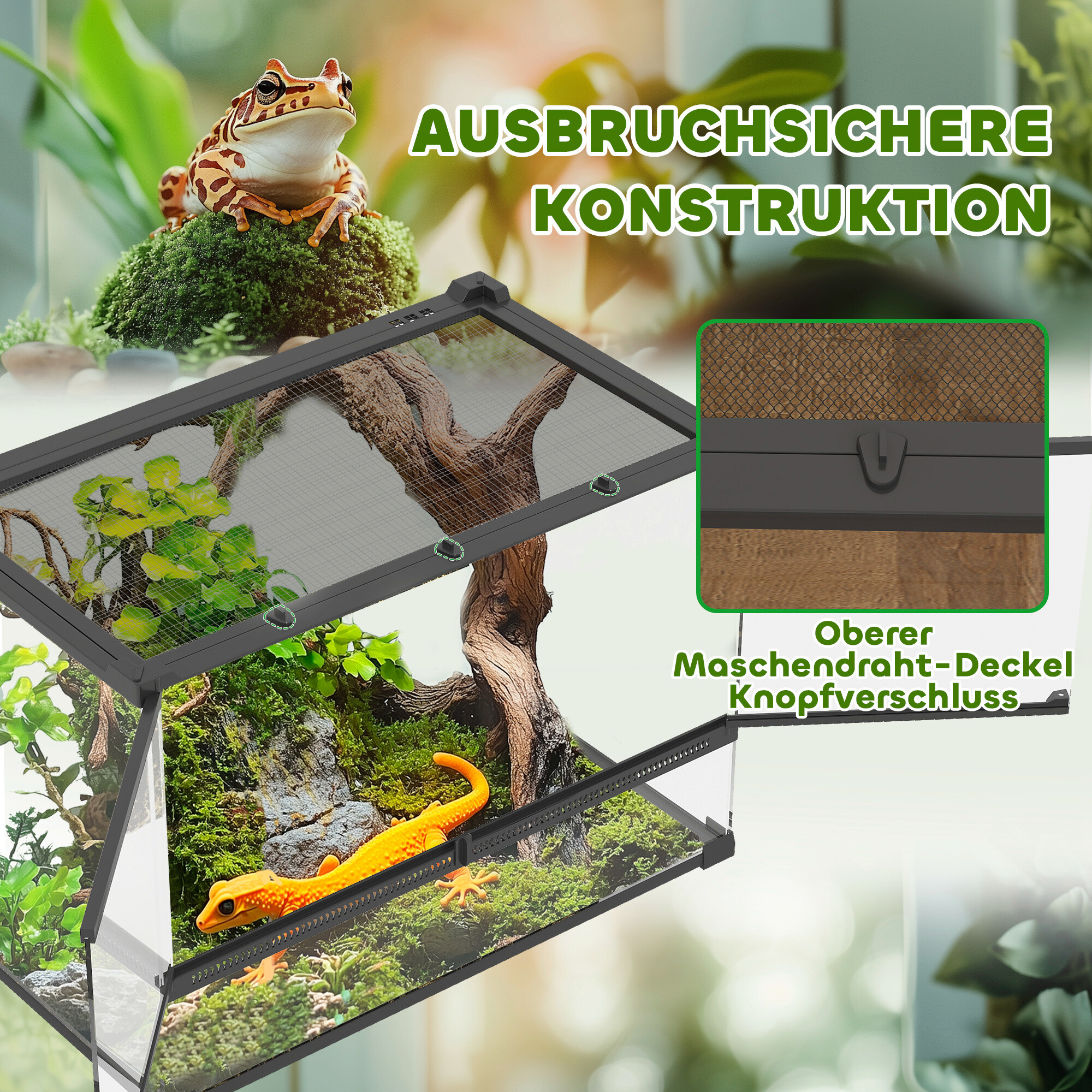 PawHut Terrarium schwarz Stahl B/H/L: ca. 30x35x50 cm