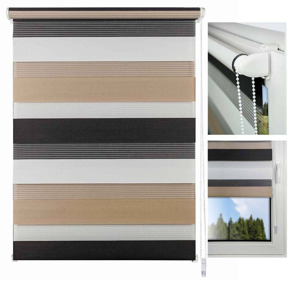 Doppelrollo Just-Triple Cappuccino B/L: ca. 60x160 cm