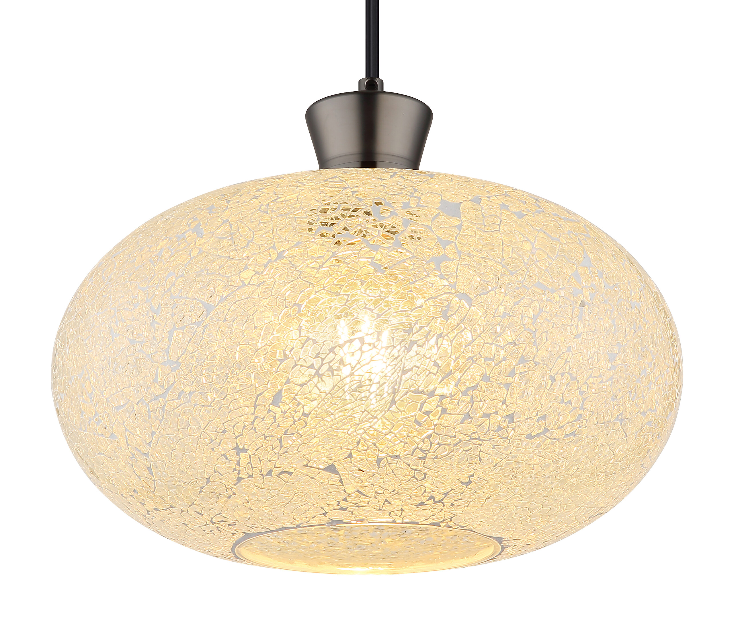 GLOBO Hängeleuchte Chrom schwarz Metall Glas B/H/L: ca. 19x33x33 cm E27 1 Brennstellen