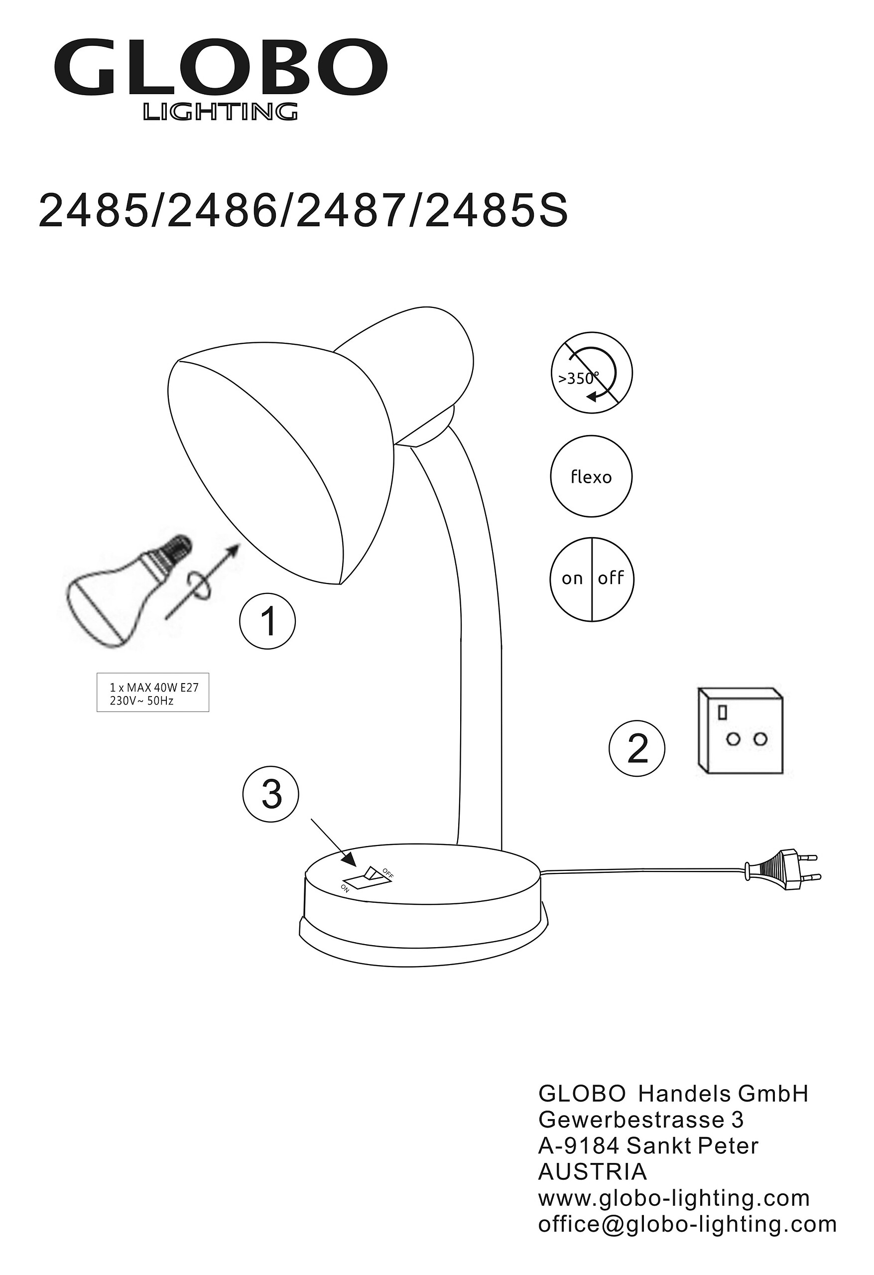 GLOBO Tischleuchte schwarz Kunststoff Metall B/H/L: ca. 15x20,5x15 cm E27 1 Brennstellen