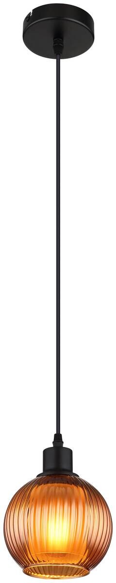 GLOBO Pendelleuchte schwarz bronze Metall Glas H/D: ca. 120x15 cm E27 1 Brennstellen