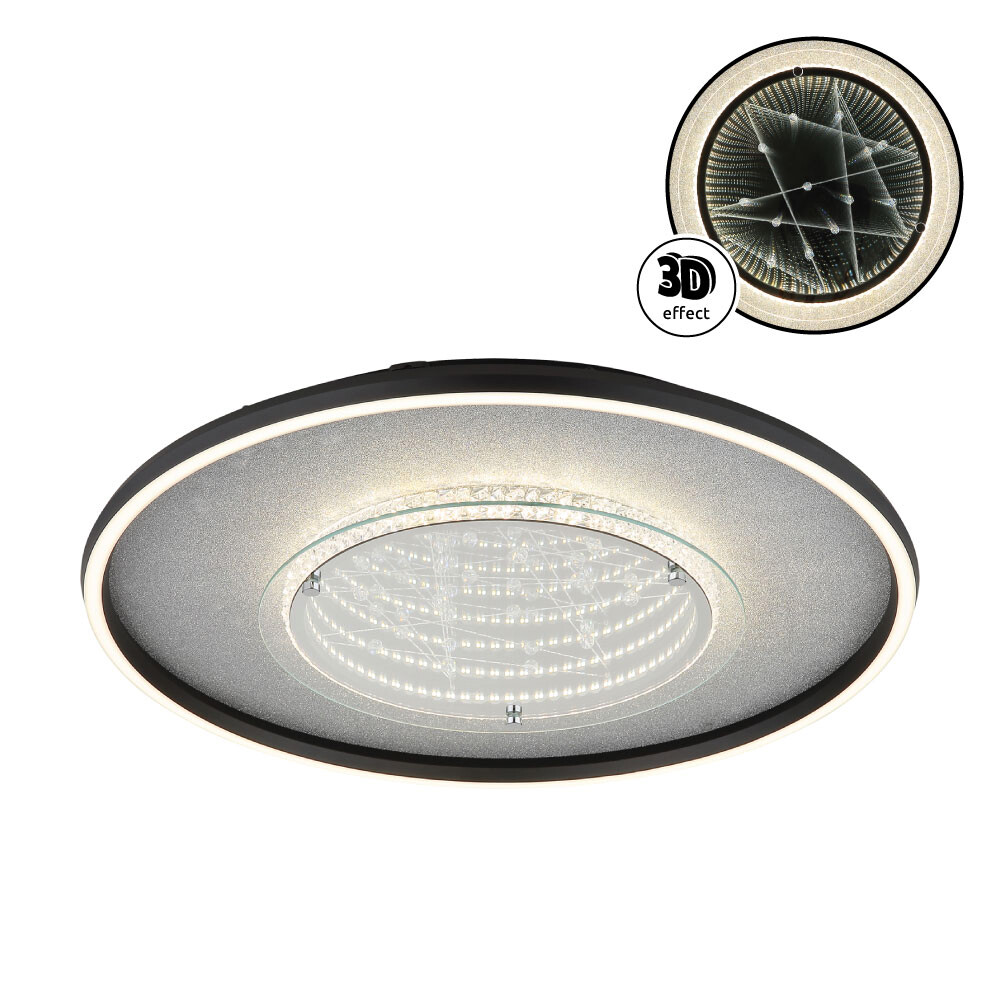 GLOBO Deckenleuchte schwarz silber klar Glas Aluminium Kunststoff H/D: ca. 6,8x51,5 cm 1 Brennstellen