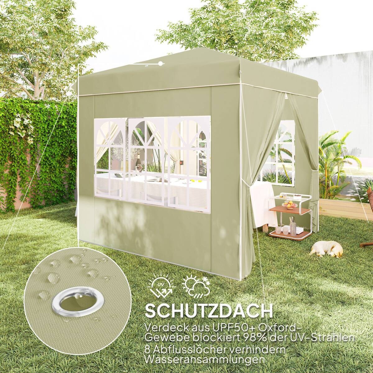 Outsunny Pavillon cremeweiß Metall B/H/L: ca. 248x270x248 cm