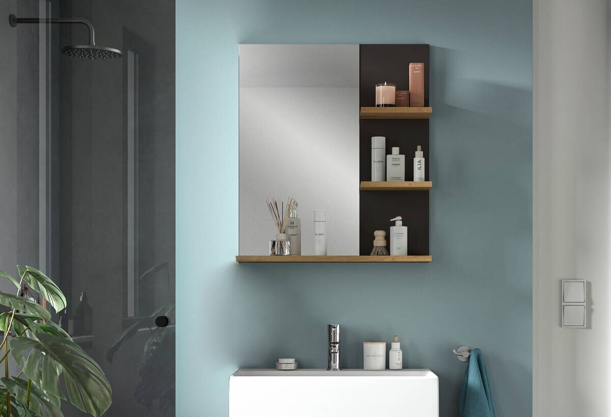 Wandspiegel Canu Basalt Eiche Artisan Nachbildung B/H/T: ca. 63x73x16 cm