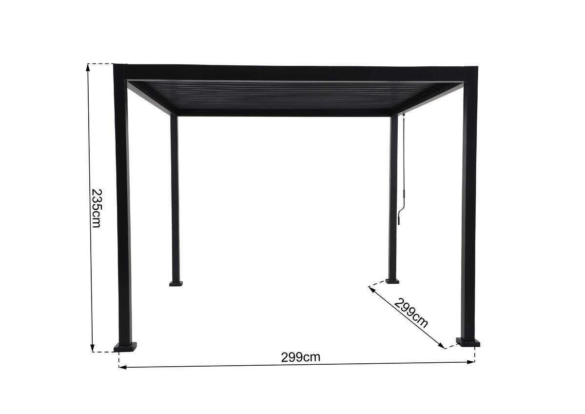 Pergola dunkelgrau Stahlrohr B/H/L: ca. 300x236x300 cm