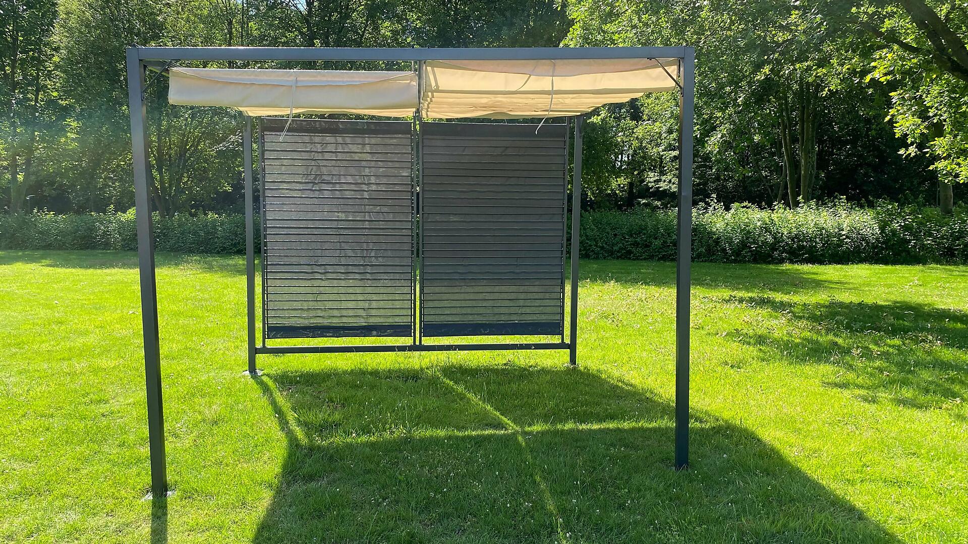 Grasekamp Seitenteile für Flachdachpergola Venecia grau Textilene B/L: ca. 129x220 cm