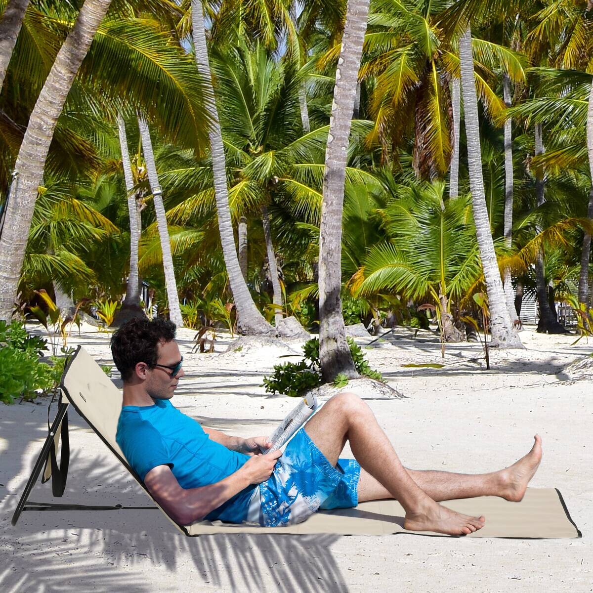 Outsunny Sonnenliege beige Polyester B/H/L: ca. 51x142x40 cm