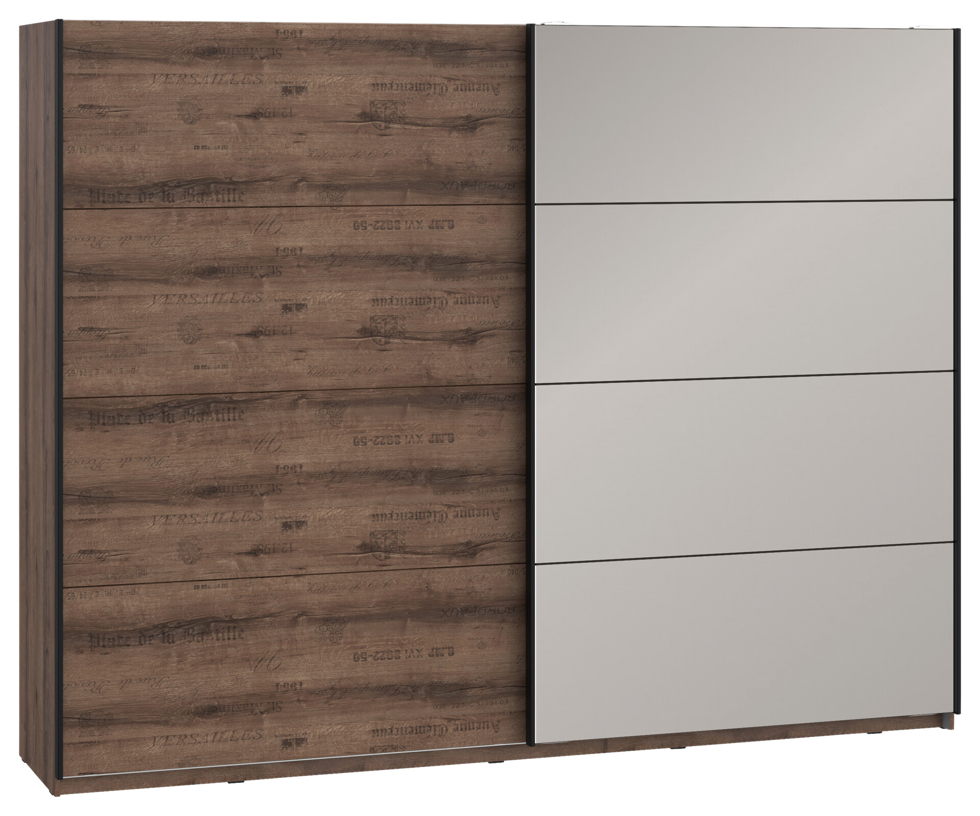 Schwebetürenschrank  schlamm Eiche Nachbildung B/H/T: ca. 269,9x209,7x61,2 cm