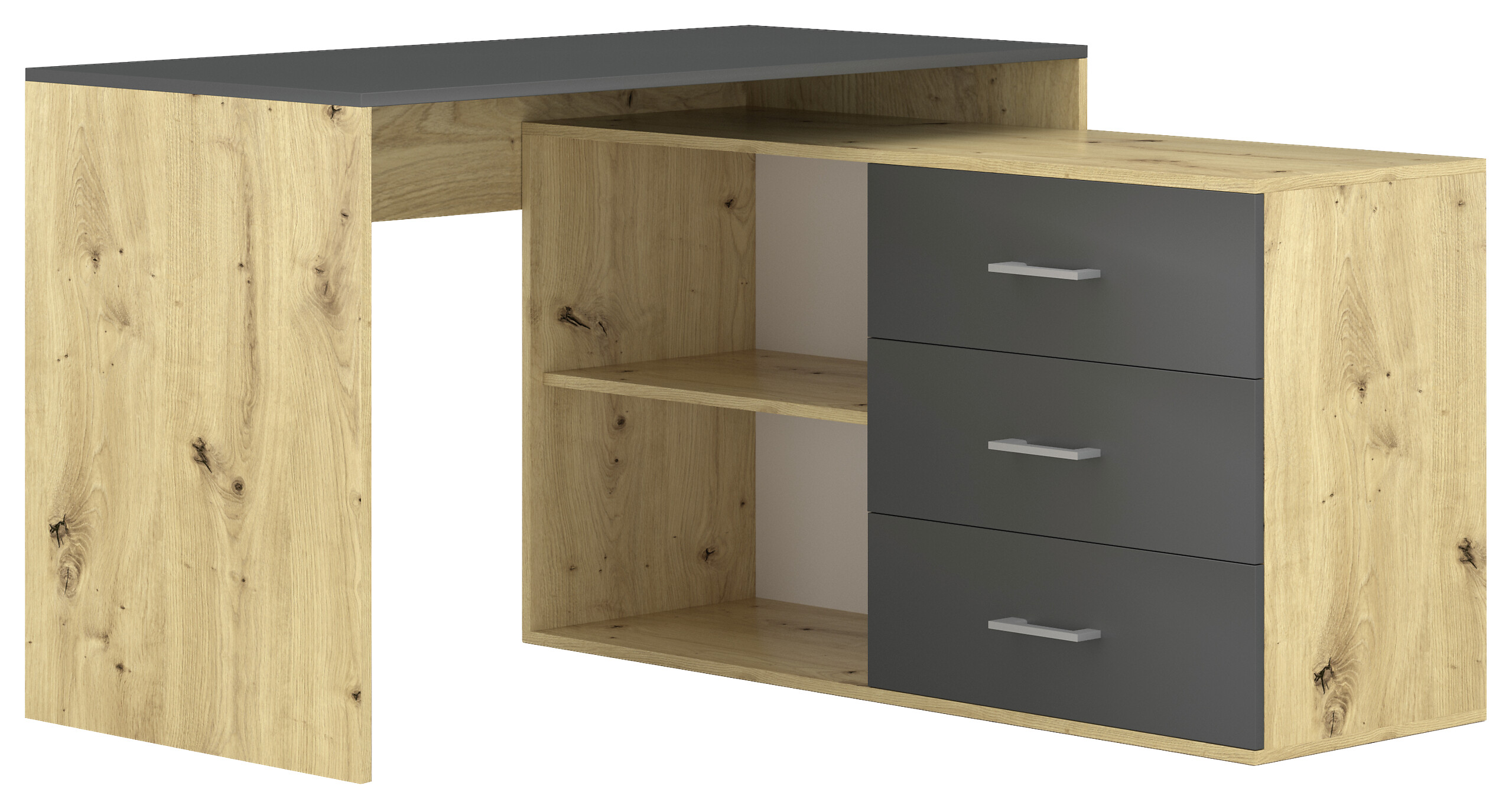 Schreibtisch KURT Eiche Artisan Nachbildung anthrazit B/H/T: ca. 120x75,4x122 cm Schreibtisch KURT Eiche Artisan Nachbildung anthrazit B/H/T: ca. 120x75,4x122 cm