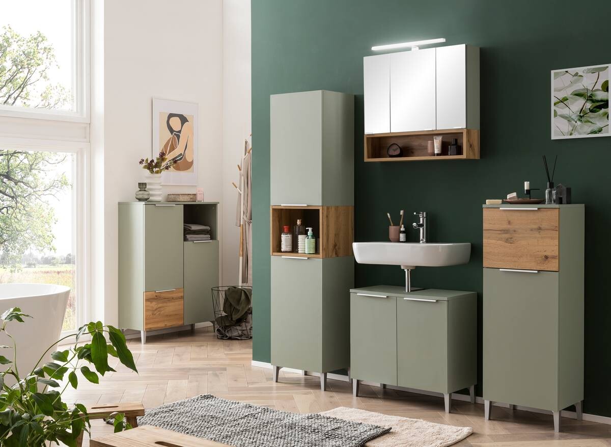 Midischrank Smilla Pistazie Eiche Landhaus Nachbildung B/H/T: ca. 40,3x109,6x31,9 cm