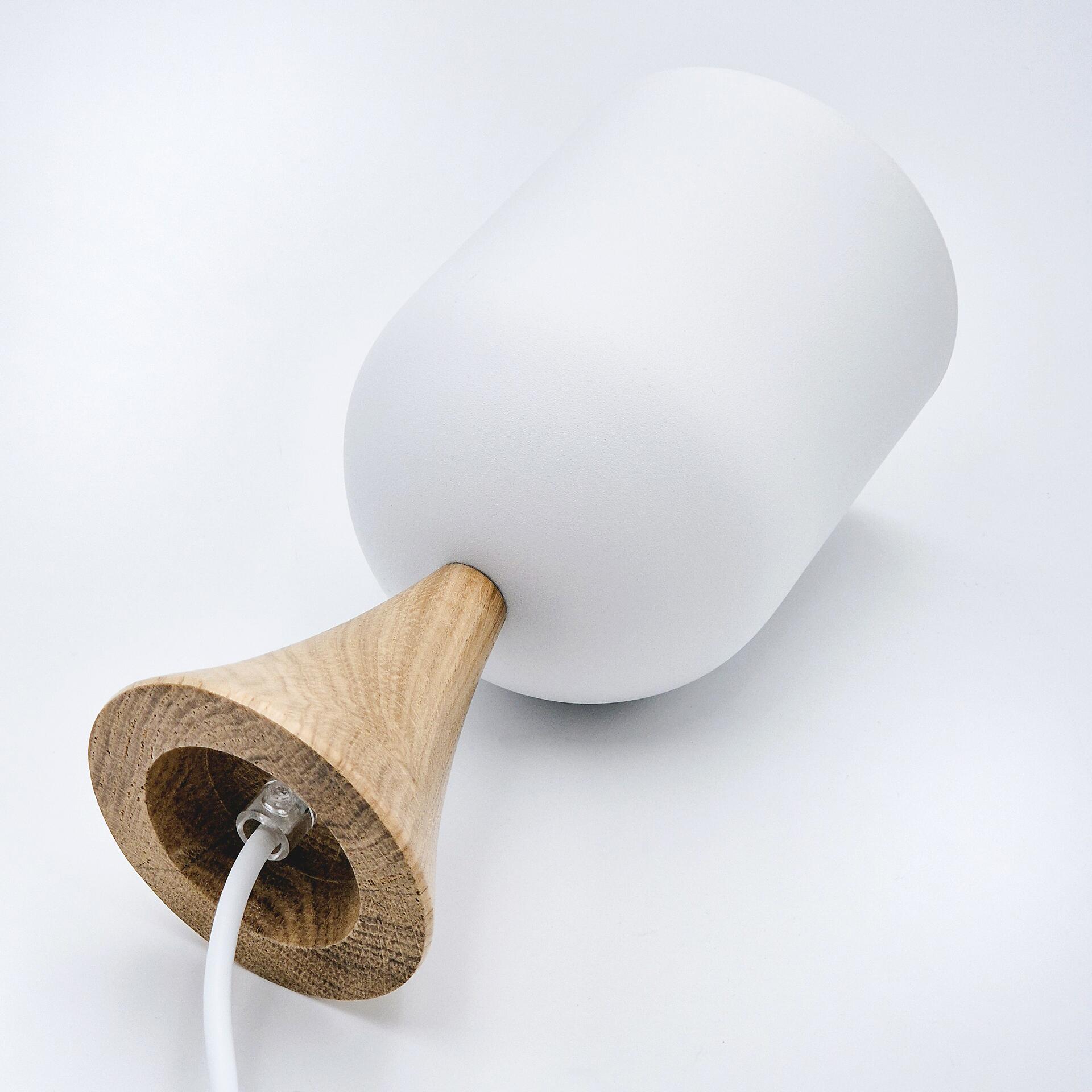 Lamkur Hängeleuchte Eiche weiß Stahl Holz B/H/L: ca. 11x102x11 cm E27 1 Brennstellen