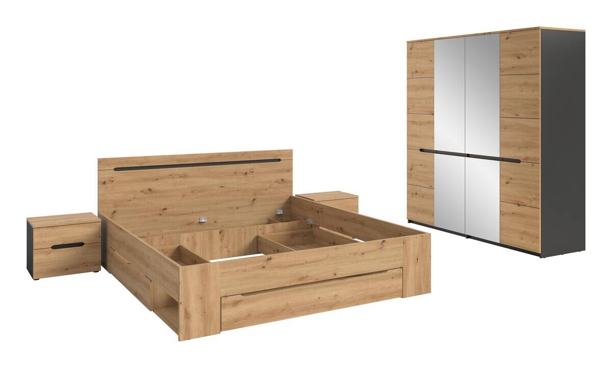 Schlafzimmer CANU, Set basaltgrau Artisan Nachbildung