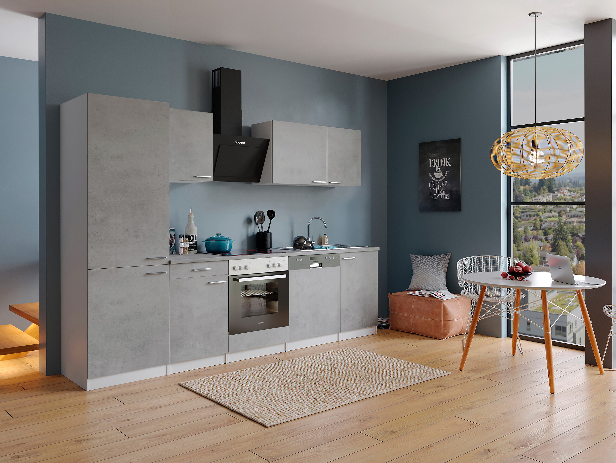 Respekta Küchenblock Malia Beton Optik B/H/T: ca. 280x200x60 cm